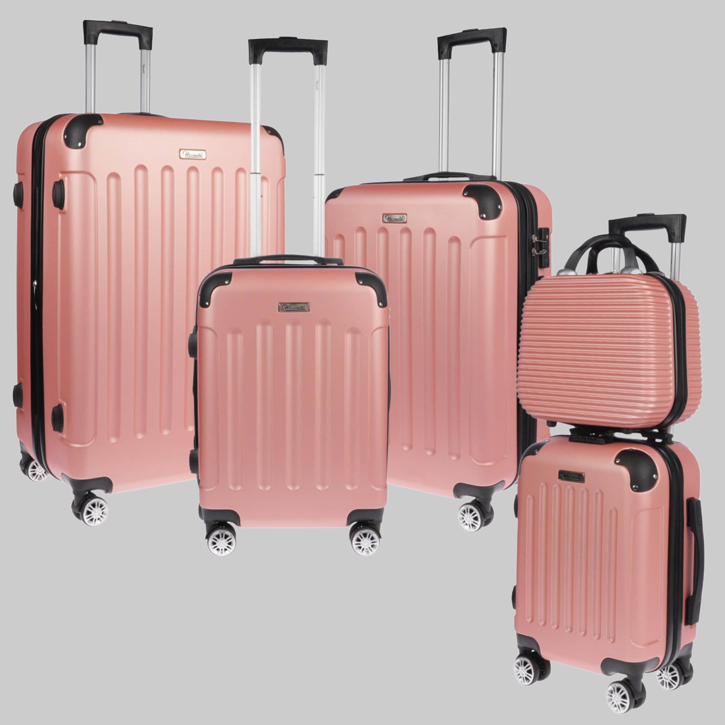 Koffer & Reisegepäck Weissmantel Weissmantel Kofferset 5er Koffern Set Hartschalenkoffer - Handgepäck, Mittelgroße & XL Reisekoffer Lines-Rose