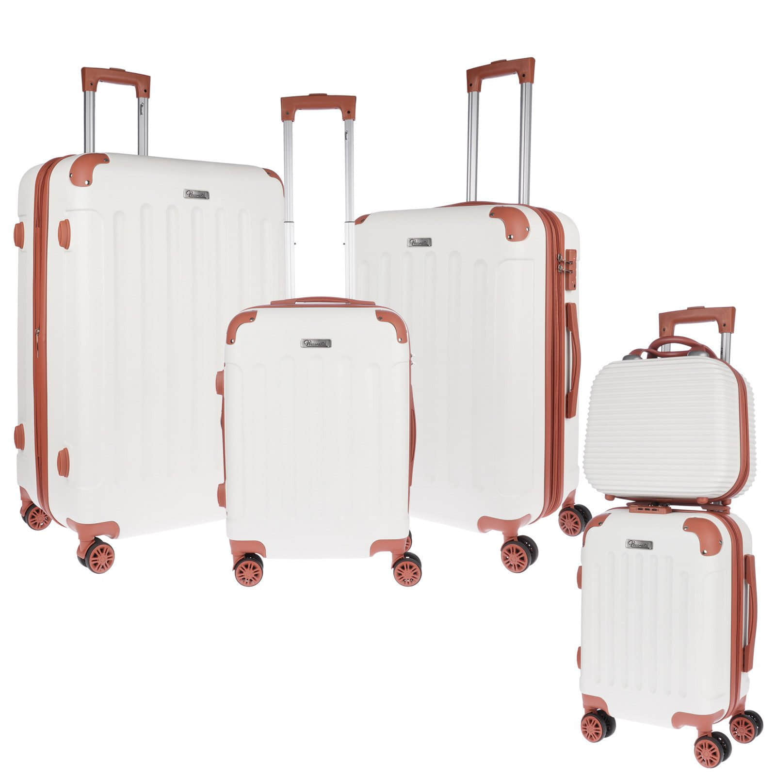 Koffer & Reisegepäck Weissmantel Weissmantel Kofferset 5er Koffern Set Hartschalenkoffer - Handgepäck, Mittelgroße & XL Reisekoffer Weiss & Br