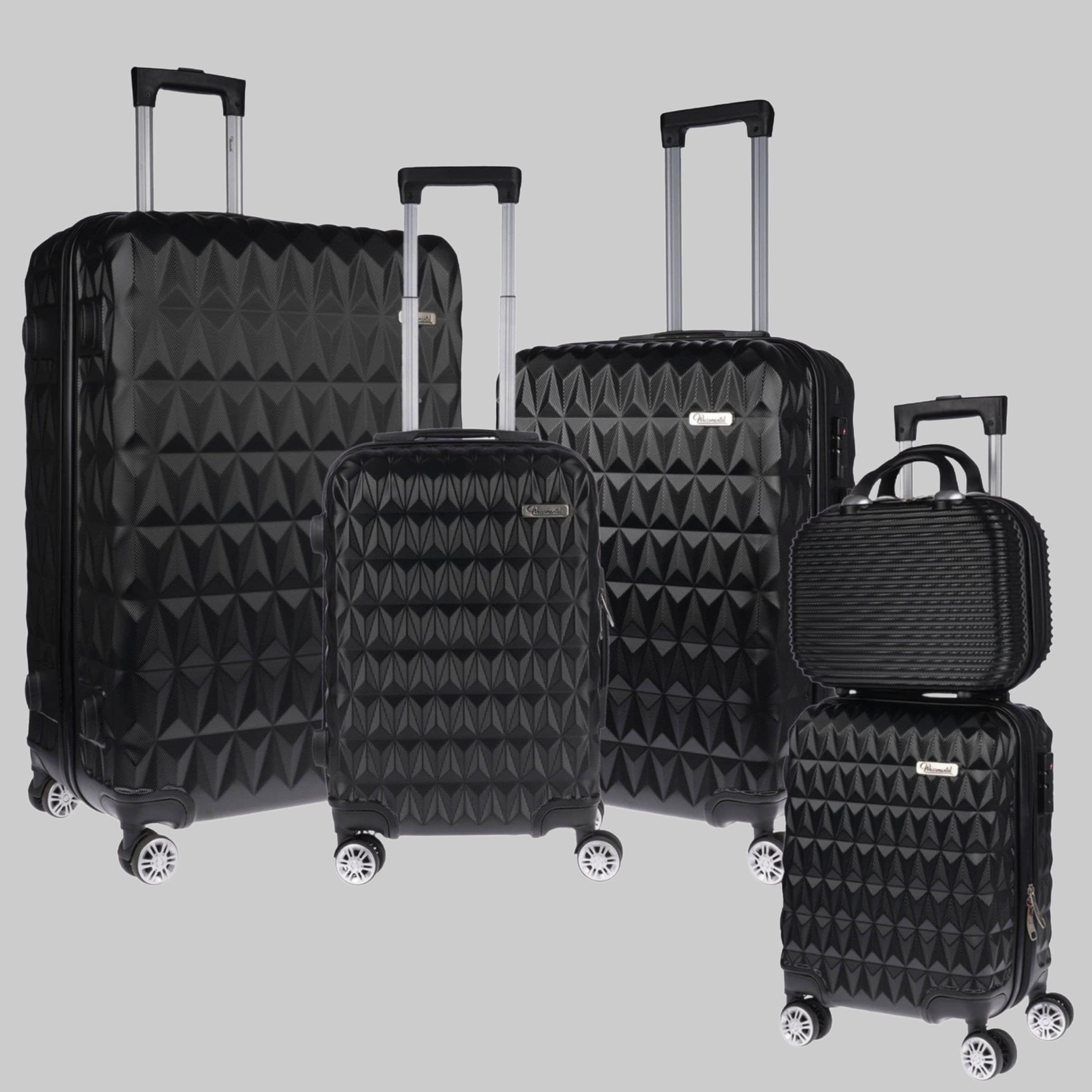 Weissmantel Koffer & Reisegepäck Weissmantel Kofferset 5er Koffern Set Hartschalenkoffer - Handgepäck, Mittelgroße & XL Reisekoffer schwarz