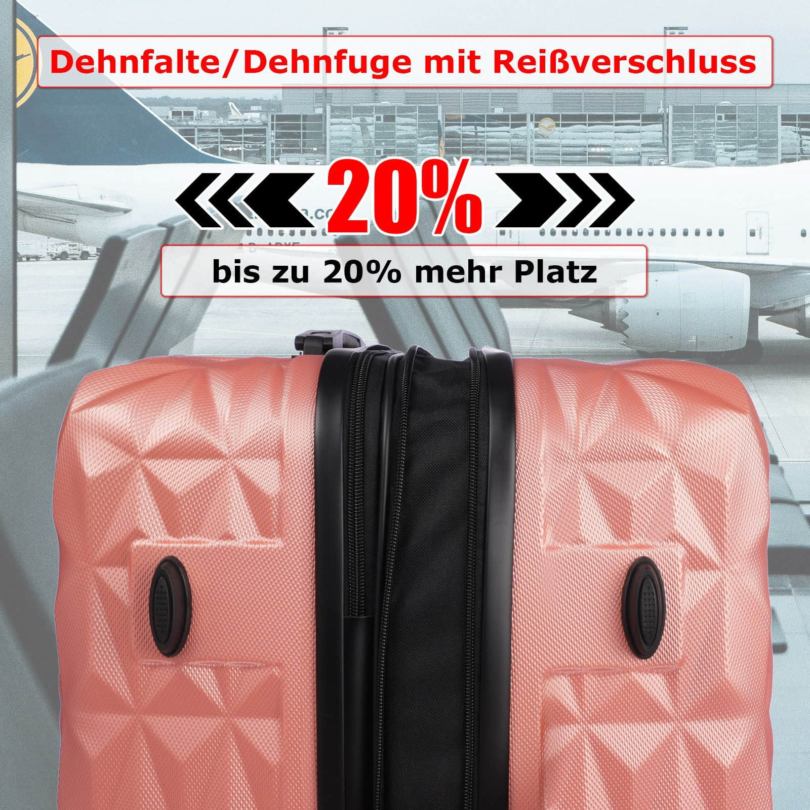 Weissmantel Weissmantel Kofferset 5er Koffern Set Hartschalenkoffer - Handgepäck, Mittelgroße & XL Reisekoffer Rosegold Koffer & Reisegepäck