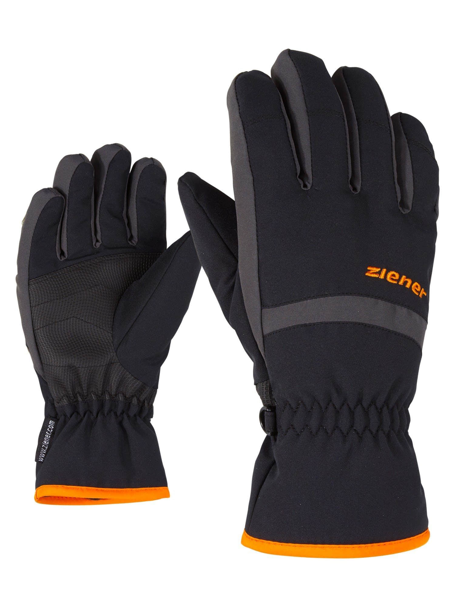 Ziener Mädchenmode Ziener Lejano AS Junior Ski Gloves - Waterproof Kids' Winter Protection Black - Grey
