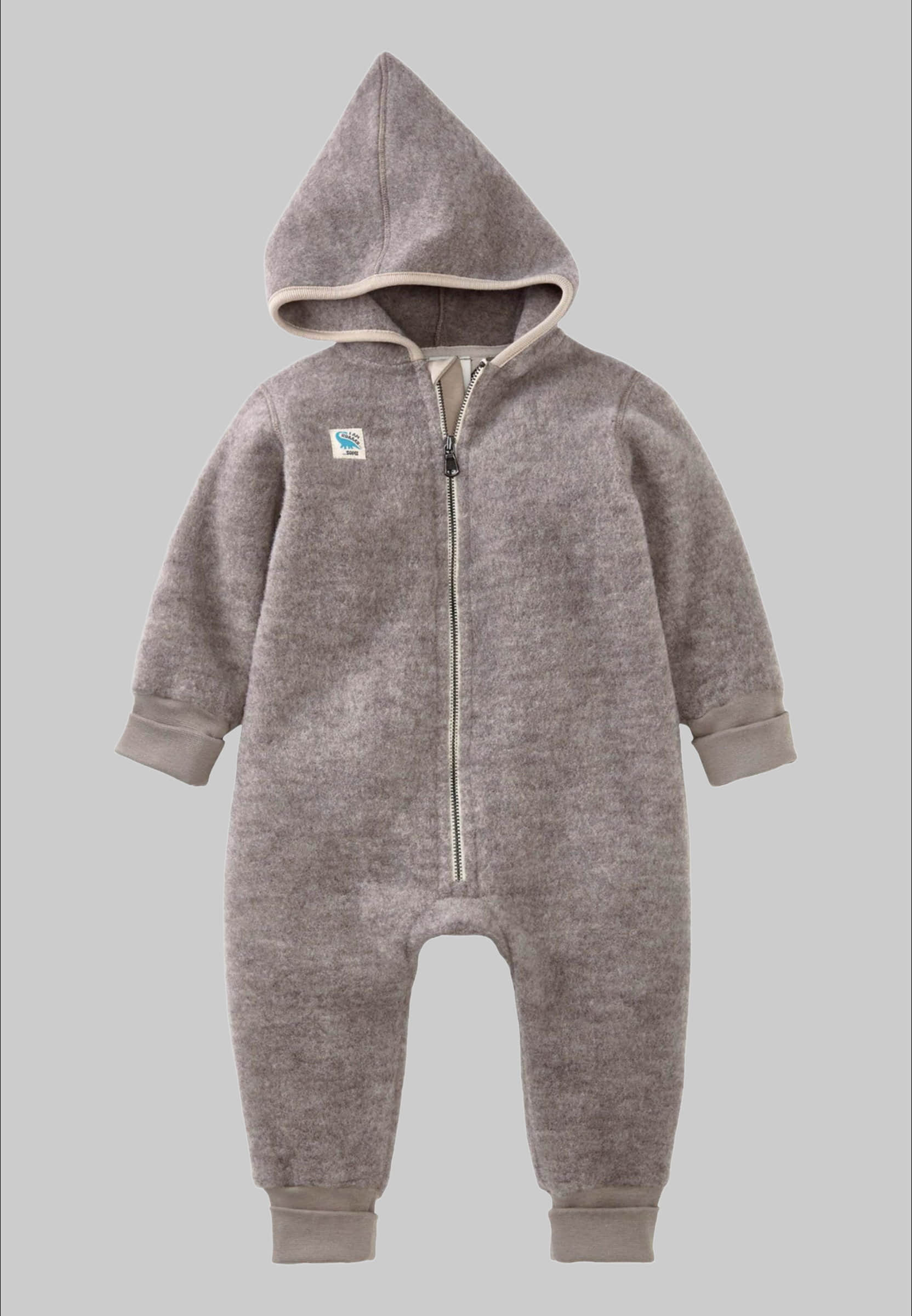 hessnatur Organic Merino Wool Fleece Overall - Sustainable Babywear greige Hessnatur Babymode