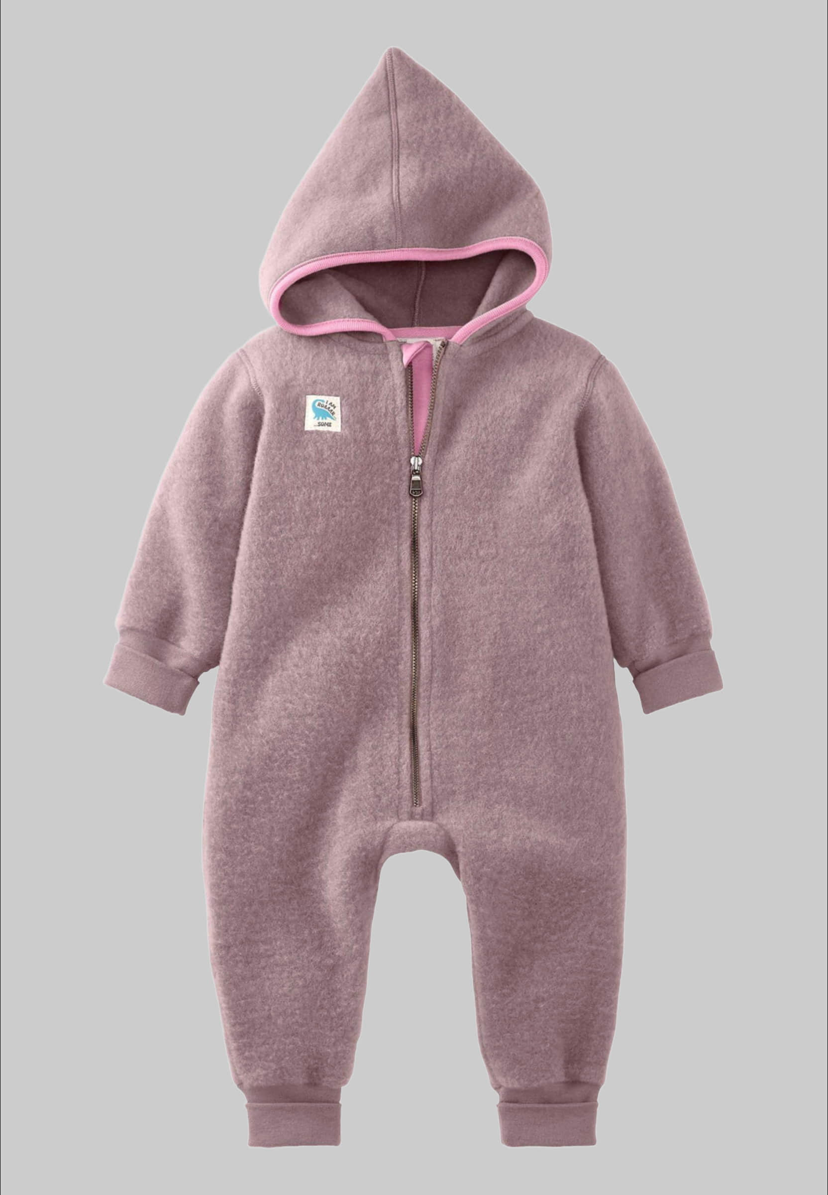 hessnatur Organic Merino Wool Fleece Overall - Sustainable Babywear mauve Hessnatur Babymode