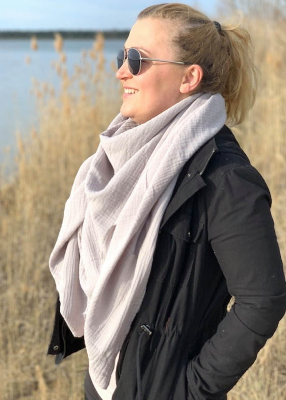 nadycat Mädchenmode nadycat Herzlein Fashion XXL Muselin Towel - Light Grey | Damen & Kinder