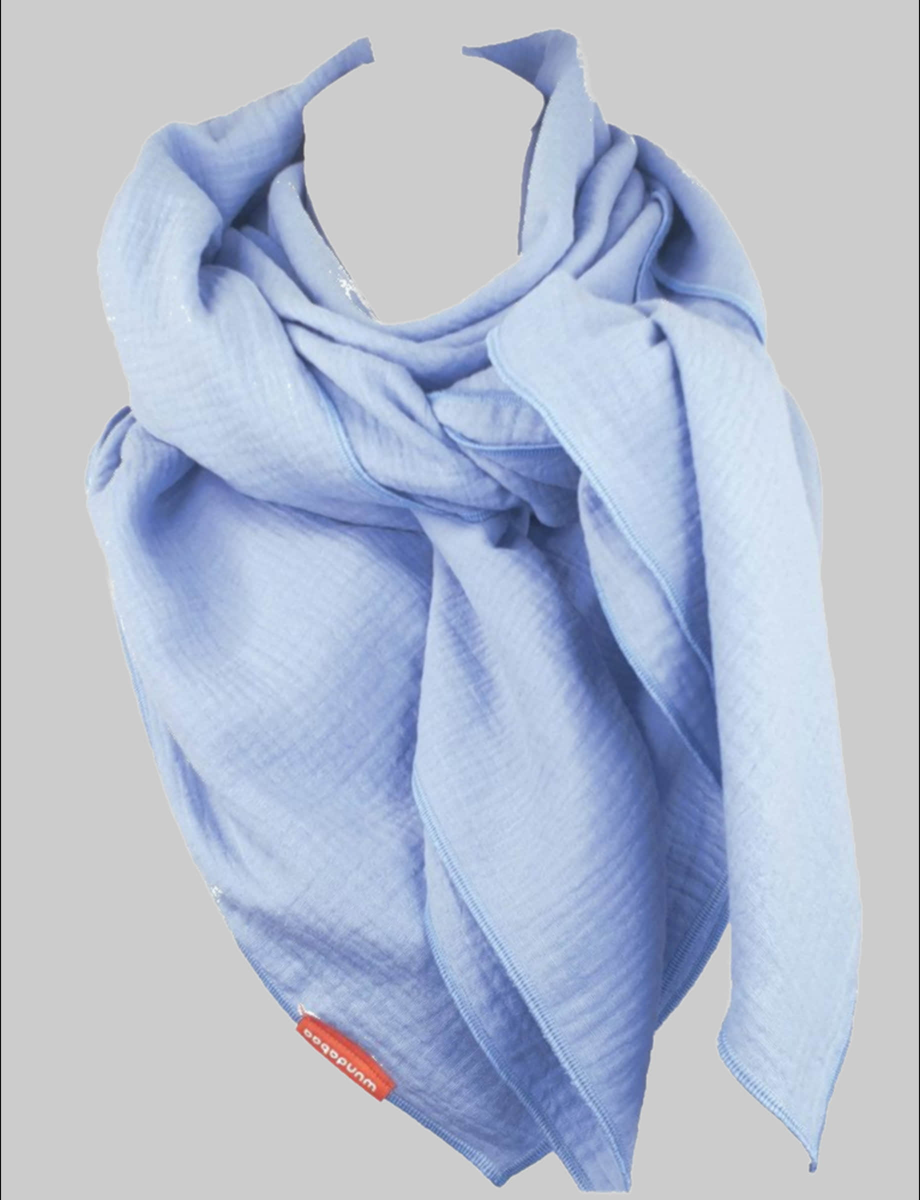 wundabaa Muslin Scarf - Soft Organic Cotton Wrap - Neck Scarf, Shawl, Triangle - Blue & More Colors pastellblau Mädchenmode wundabaa