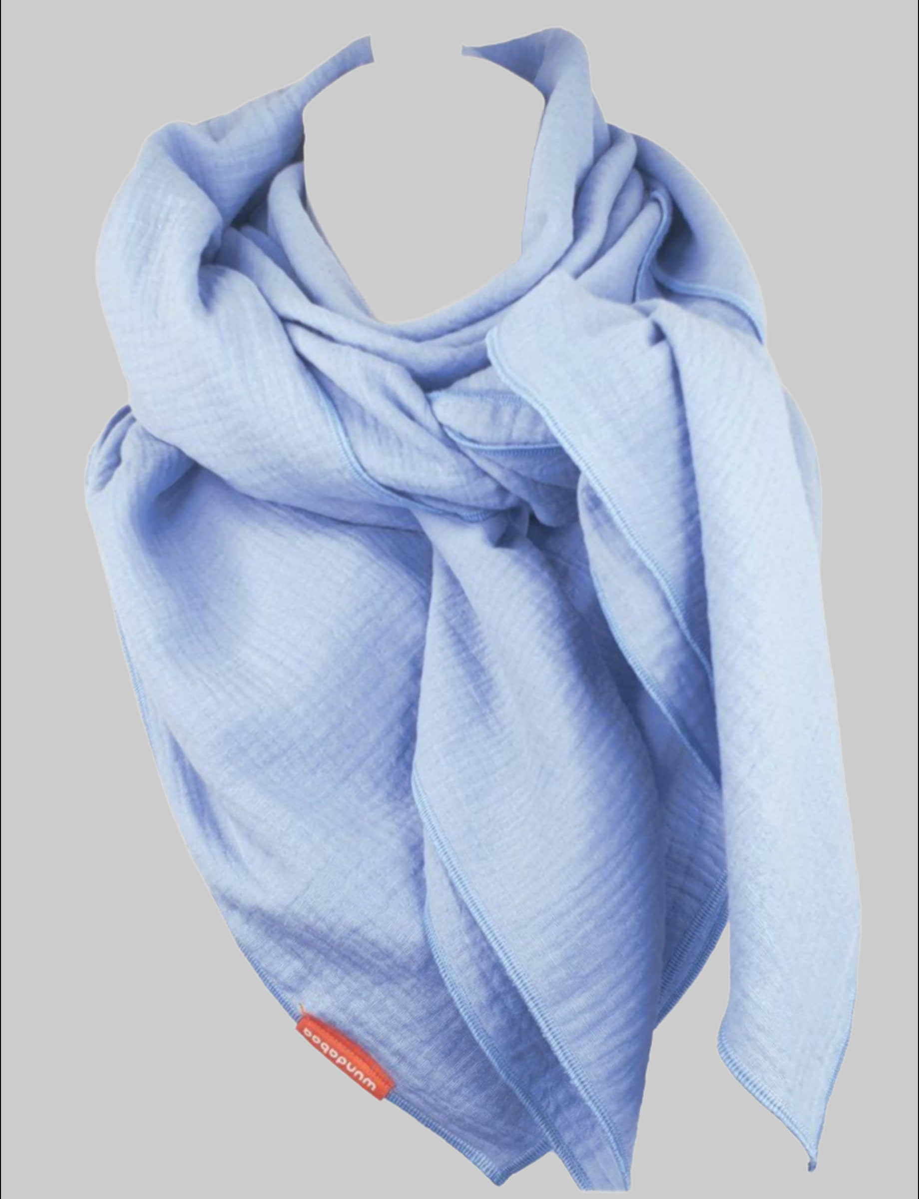 wundabaa Muslin Scarf - Soft Organic Cotton Wrap - Neck Scarf, Shawl, Triangle - Blue & More Colors pastellblau Mädchenmode wundabaa
