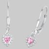 Amor myToys Amore Sterling Silver Heart Stud Earrings with Pink Cubic Zirconia