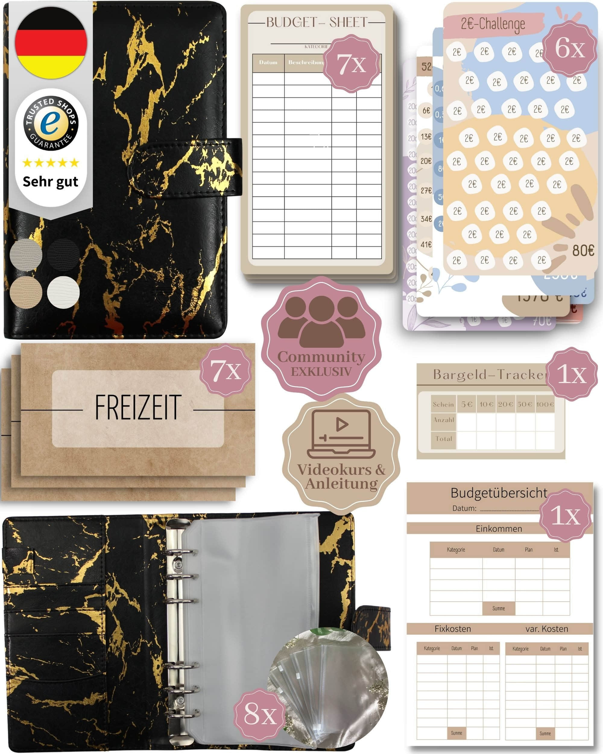 BeginnerBudget Ringbuchmappe: Envelope System Budget Planner Starter Kit Schwarz BeginnerBudget Accessoires & Taschen