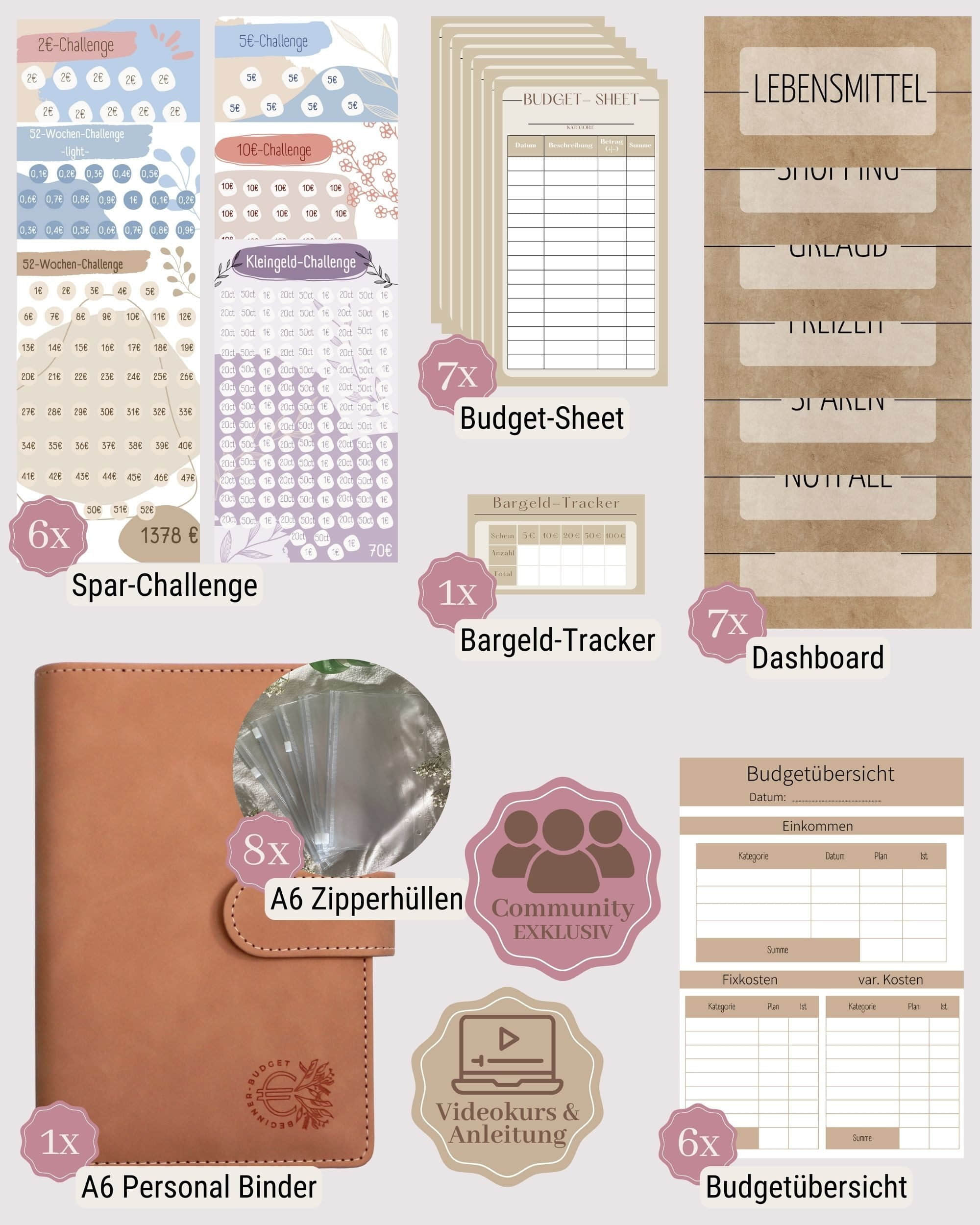 Accessoires & Taschen BeginnerBudget BeginnerBudget Ringbuchmappe: Envelope System Budget Planner Starter Kit Weiss