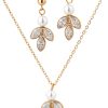 Brautkronen Brautschmuck Set: Stainless Steel Necklace & Earrings with Zirconia & Pearl for Brides Gold Brautkrone myToys