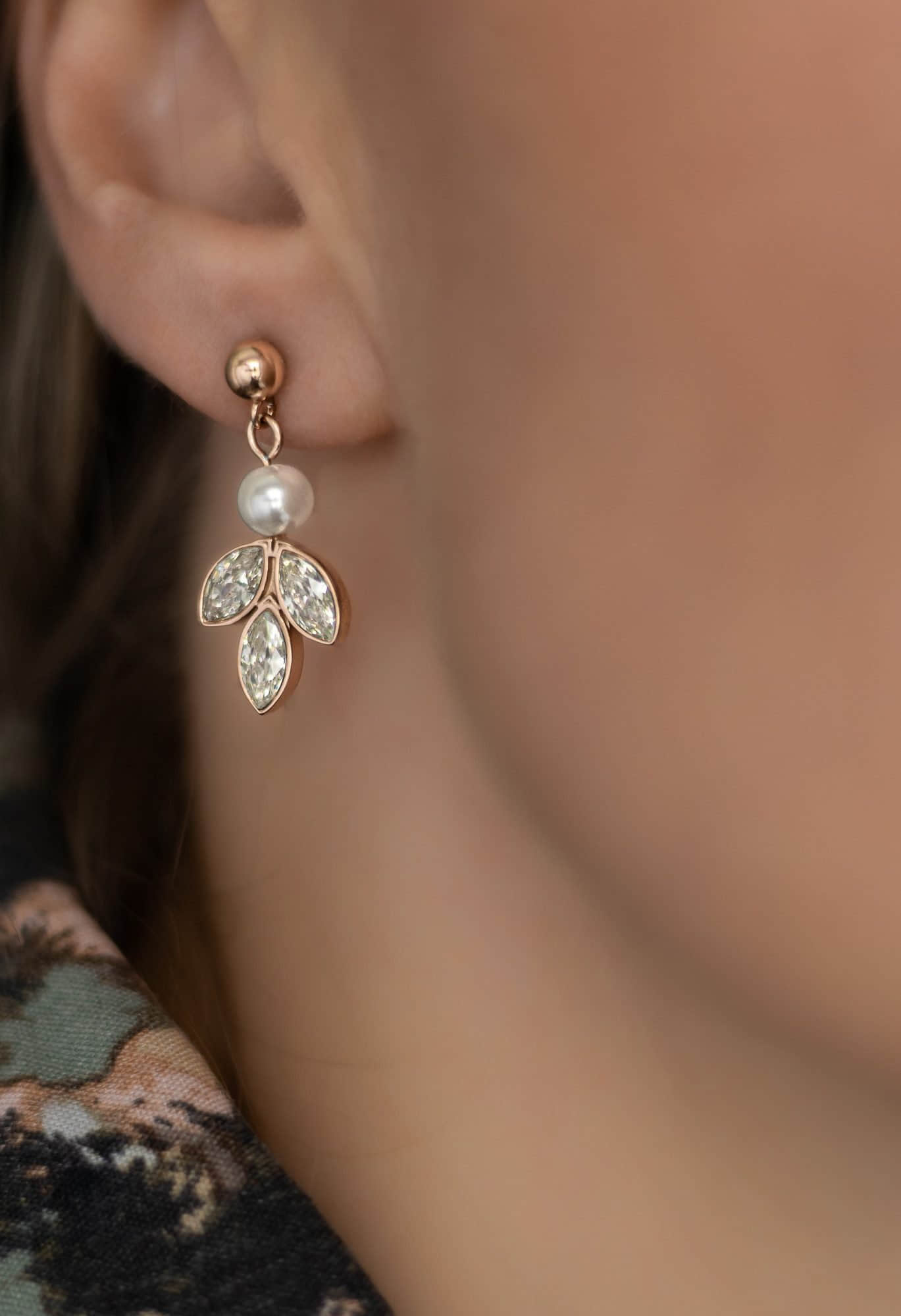 Brautkronen Brautschmuck Set: Stainless Steel Necklace & Earrings with Zirconia & Pearl for Brides rose myToys Brautkrone