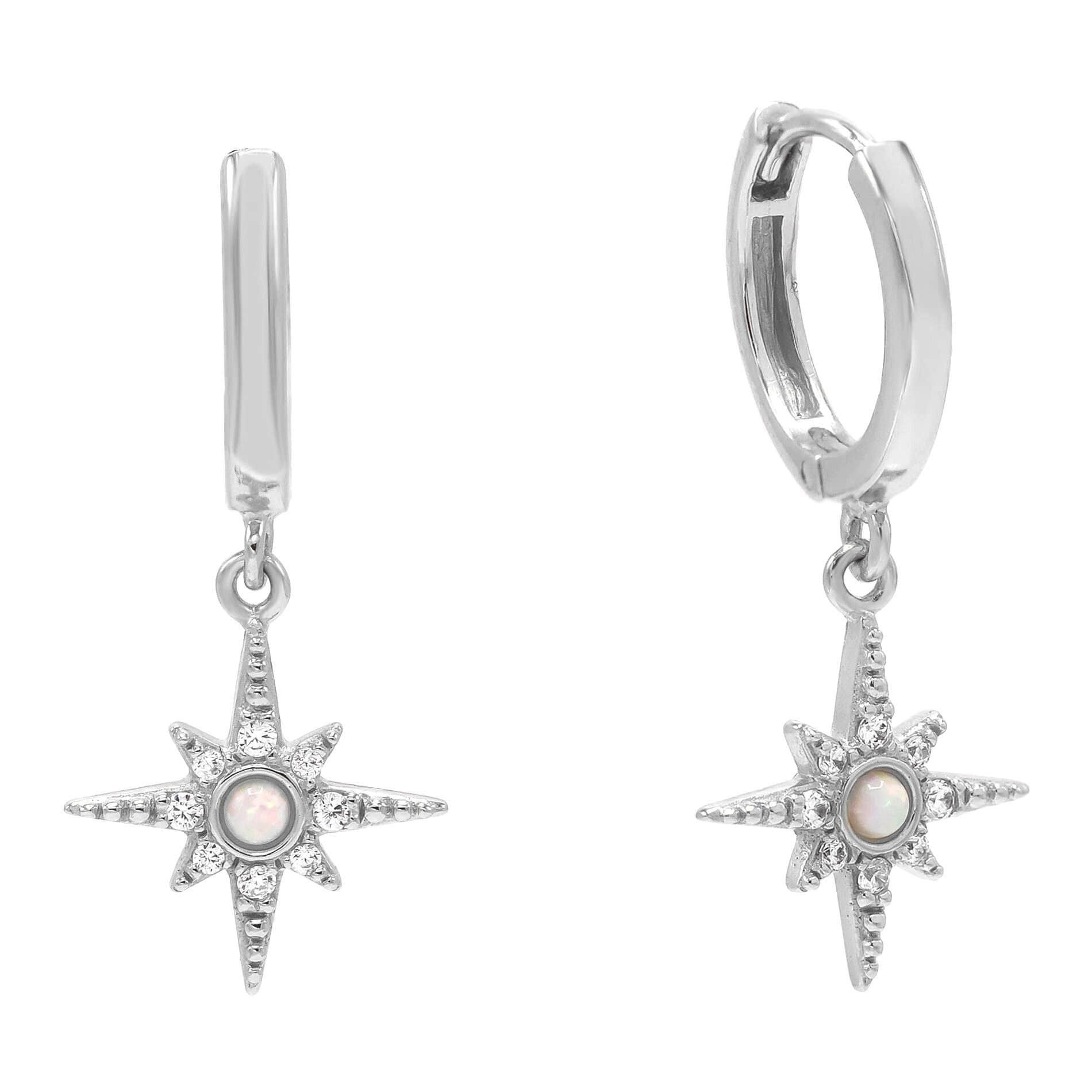 Brändlinger Pair of Earrings, Adelaide, Star, Silver 925, Gold-Plated, White Opal, and White Zirconia Silber Brandlinger myToys