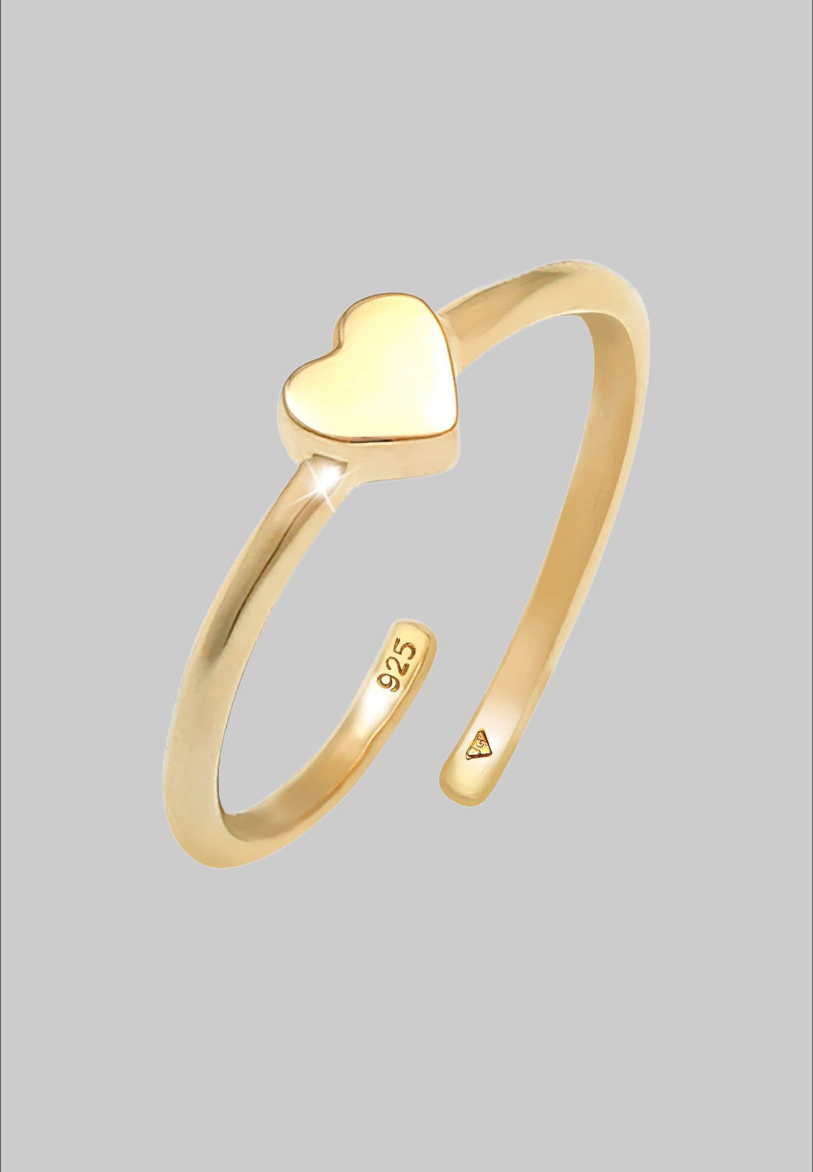 Elli Mädchenmode Children's Sterling Silver Heart Ring - Adjustable Design Gold