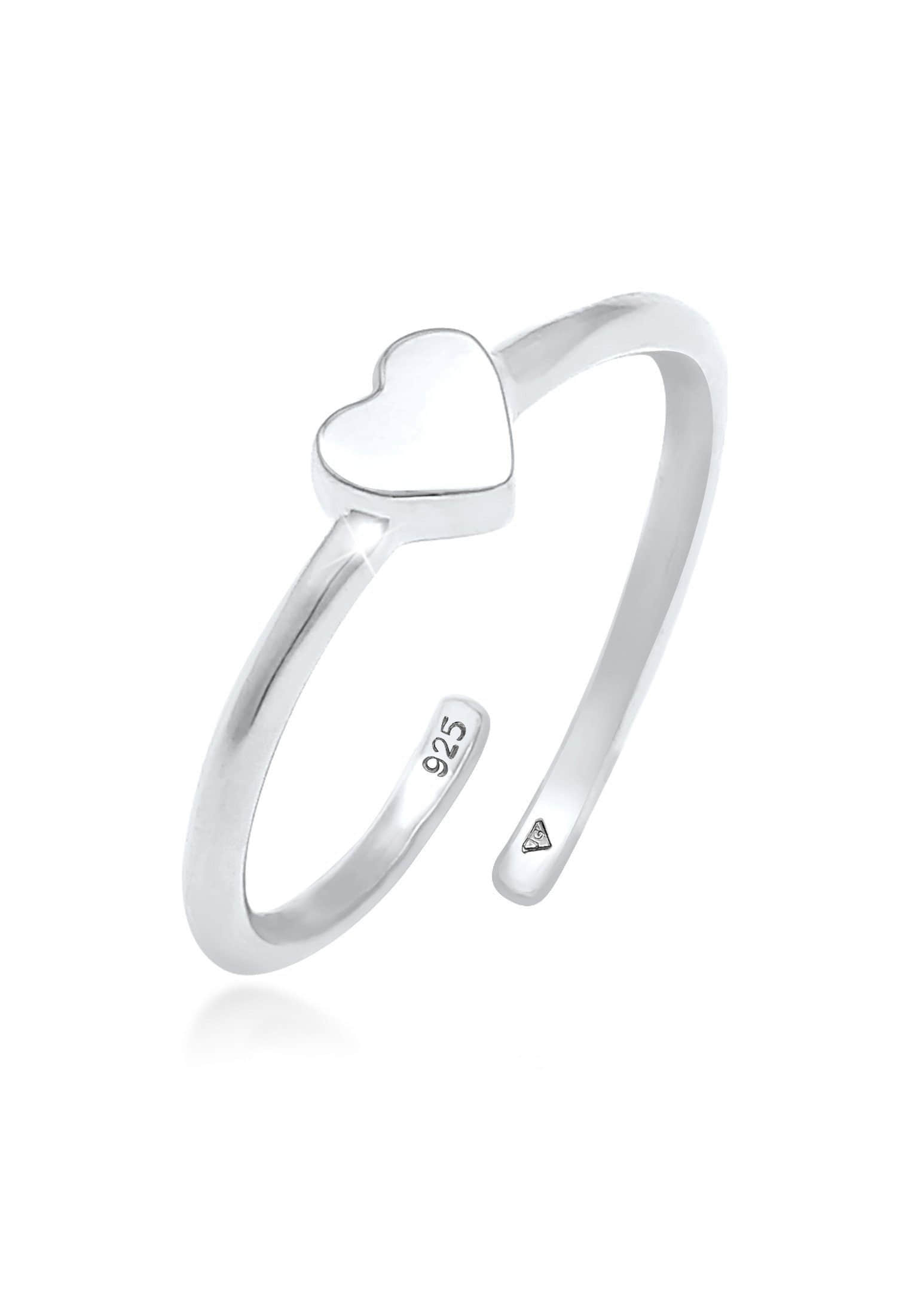Elli Children's Sterling Silver Heart Ring - Adjustable Design Silber Mädchenmode