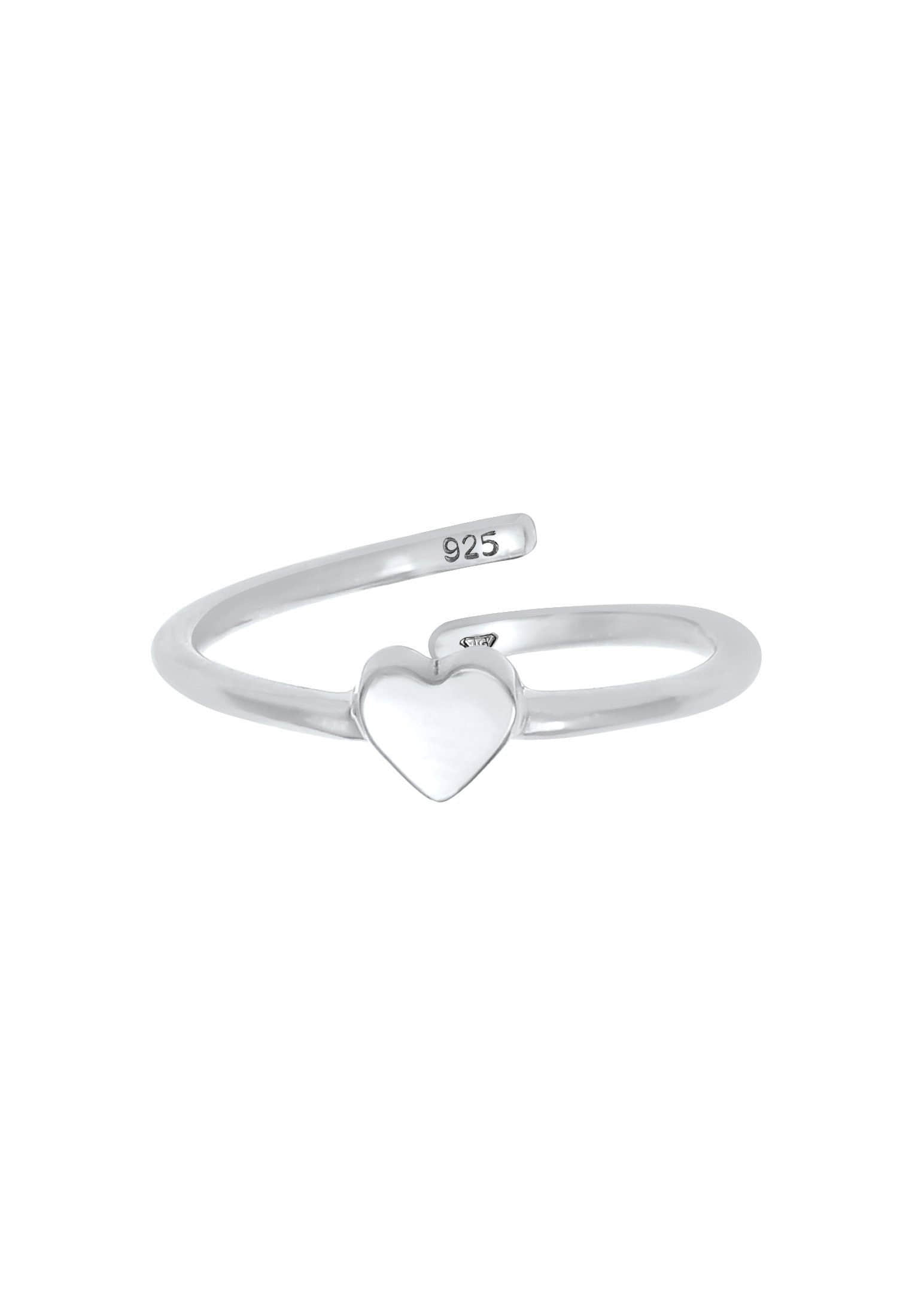 Elli Children's Sterling Silver Heart Ring - Adjustable Design Silber Mädchenmode