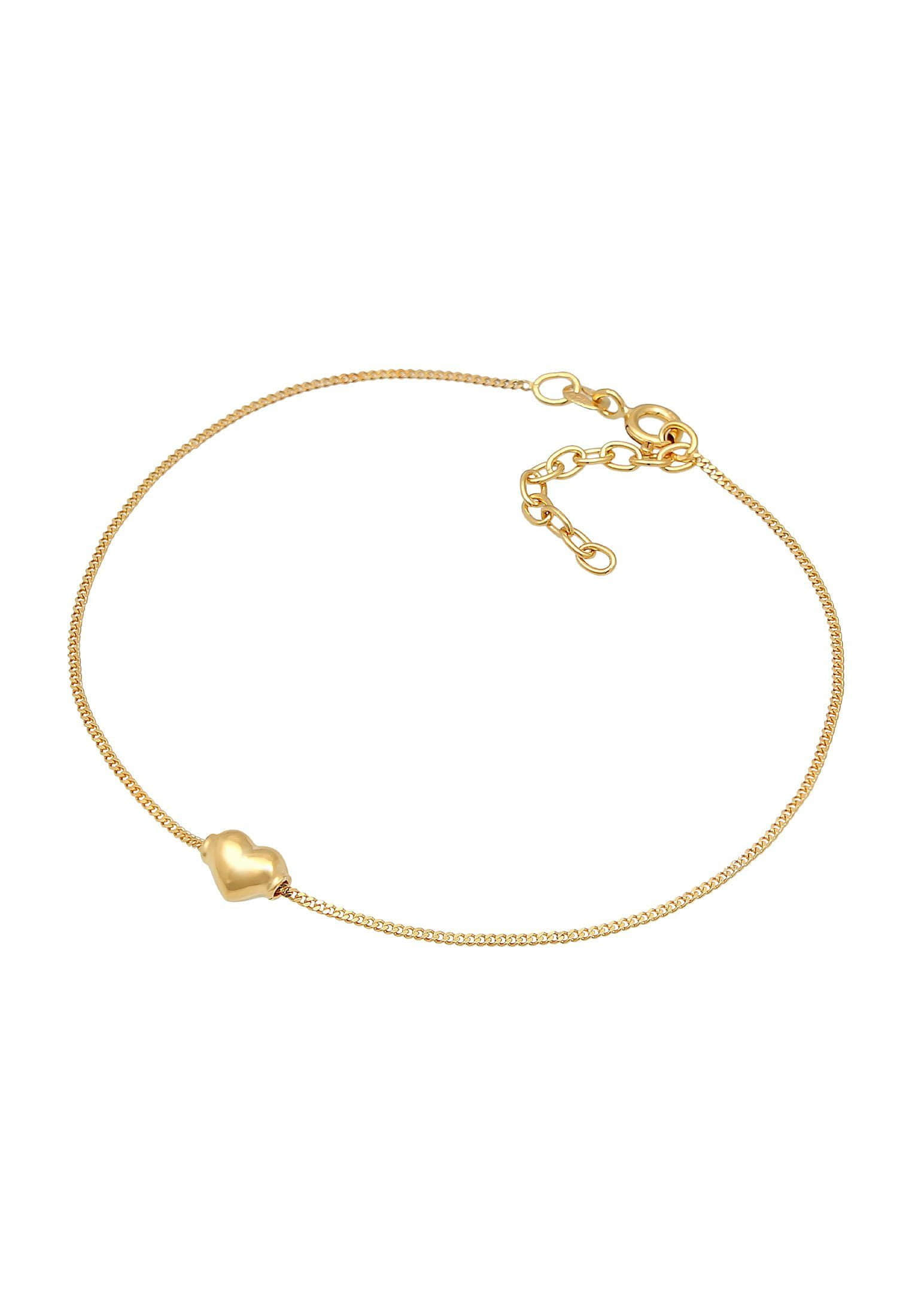 Elli Elli Fußkette Kinder Herz Liebe Sommer 925 Silber, Herz Gold Mädchenmode