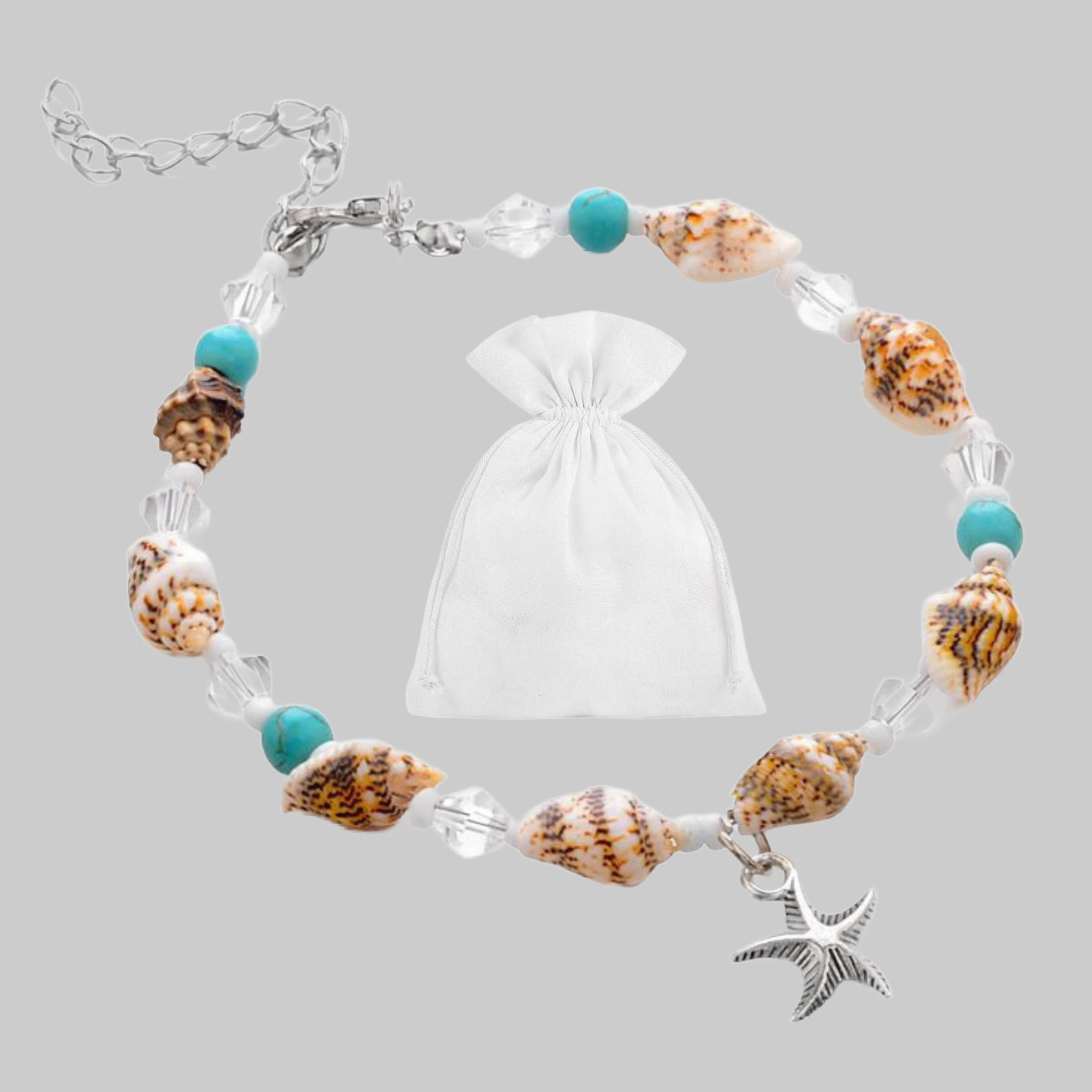 Felino Adjustable Anklet for Women - Starfish & Seashell Charm myToys Felino