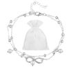 Felino myToys Felino Fußkette mit Anhänger Damen Infinity Weiße Perlen Silber Unendlichkeit Fußkette