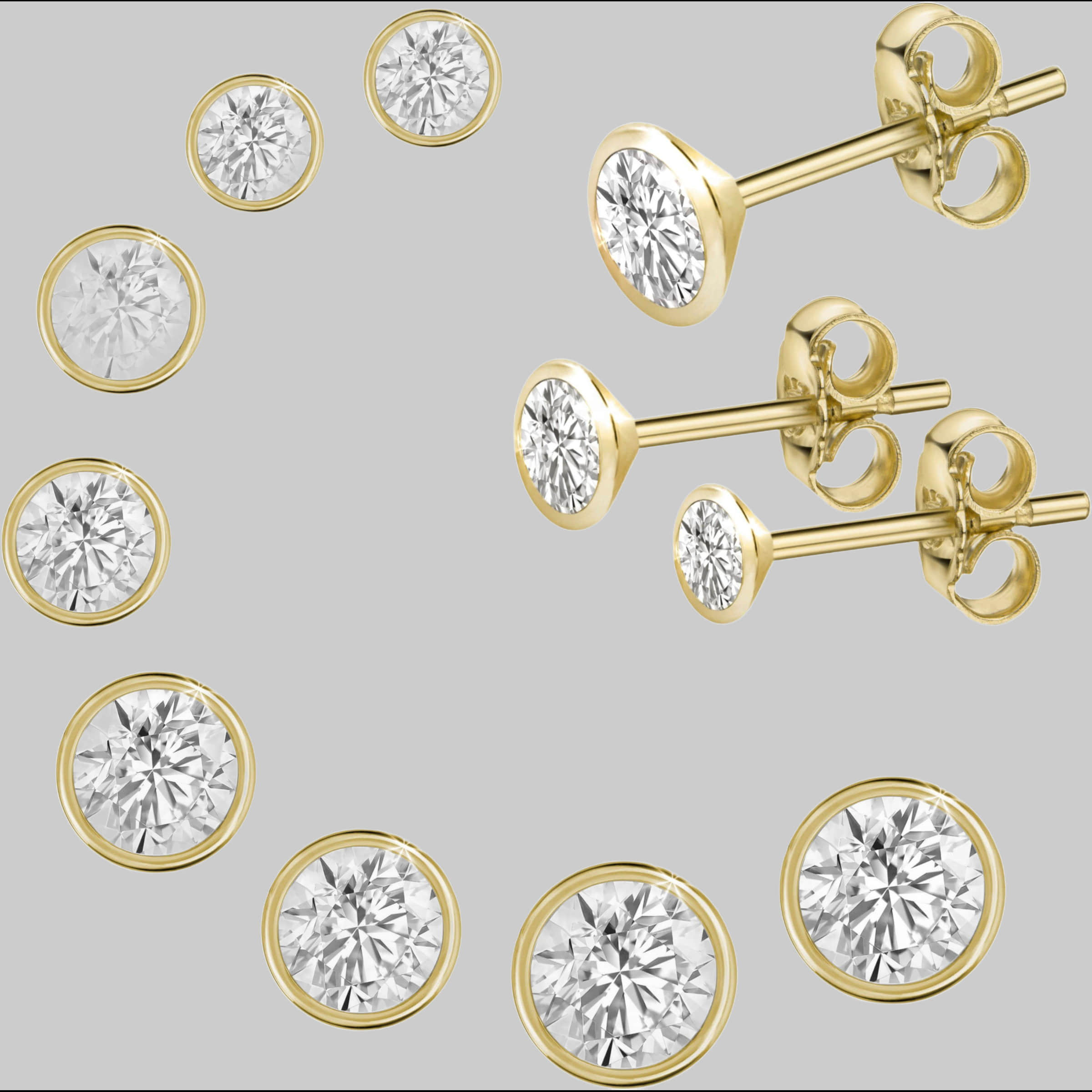 Firetti myToys Firetti Ohrstcker-Set Multipack Schmuck Geschenk Silber 925 Ohrstcker Glitzerstein (Set, 8-tlg), mit Zirkonia (synth) gelbgoldfa