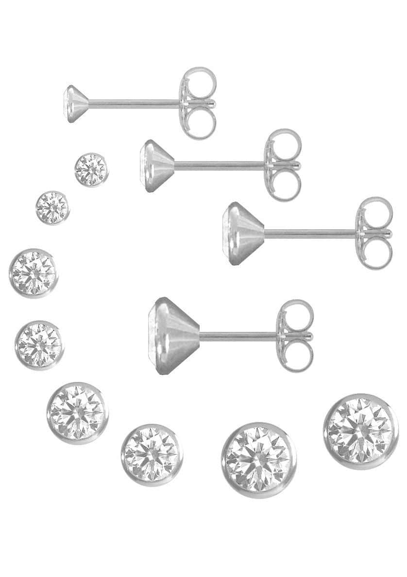 myToys Firetti Firetti Ohrstcker-Set Multipack Schmuck Geschenk Silber 925 Ohrstcker Glitzerstein (Set, 8-tlg), mit Zirkonia (synth) silberfarb