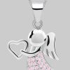 Golden Hufesien Engelanhänger Schutzengel Herz Zirkonia Anhänger mit Kette 925 Silber Engelkette (Halskette Set, inkl. Geschenkbox) Rosa Goldene Hufeisen myToys