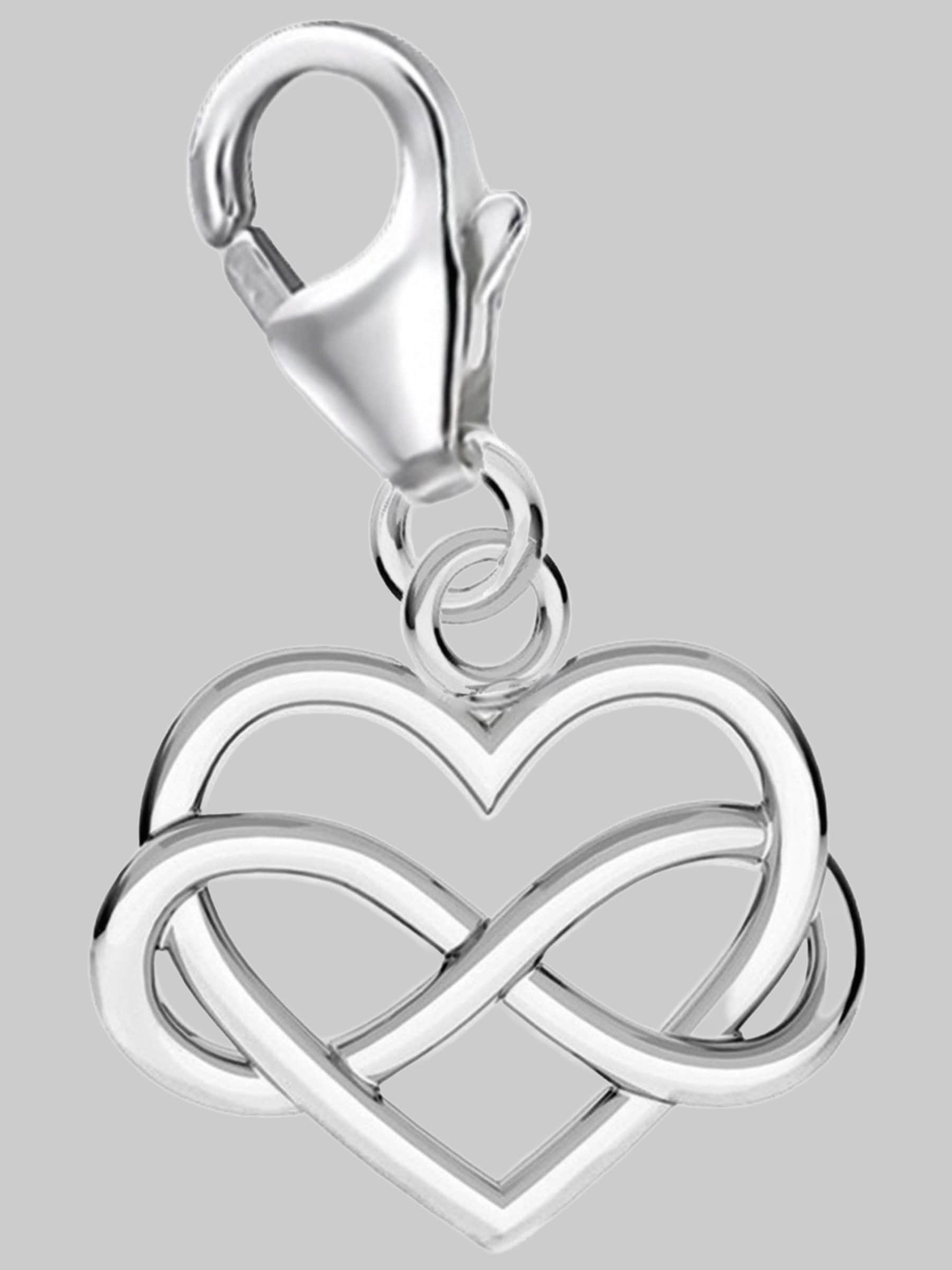 Goldene Hufeisen myToys Golden Hufiesen Charm Herz Unendlich Herz Karabiner Charm für Bättelarmband 925 Silber (1 Stück, inkl. Etui), für Gliederarmband oder Halskette