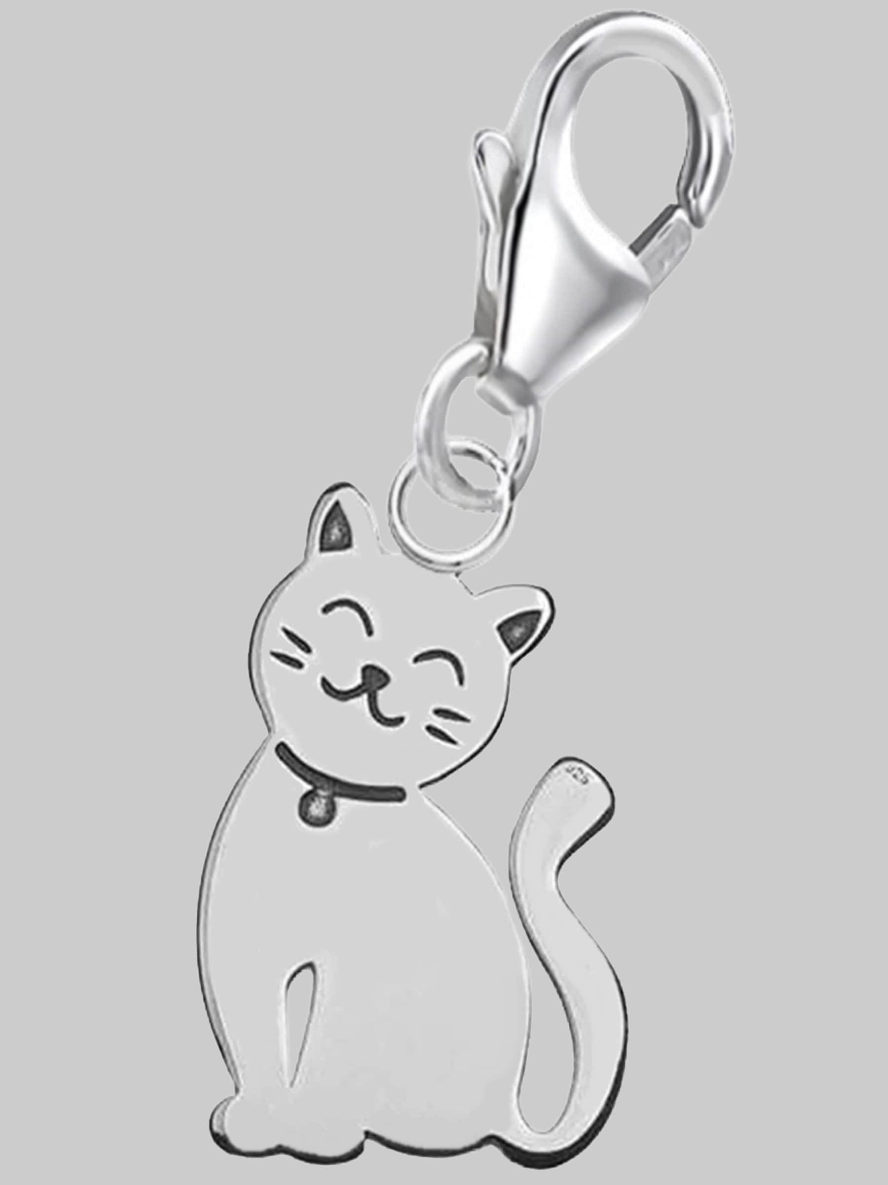 Golden Main Punkt 925 Sterling Silver Cat Charm for Pandora Bracelet - Detailed Feline Design myToys Goldene Hufeisen