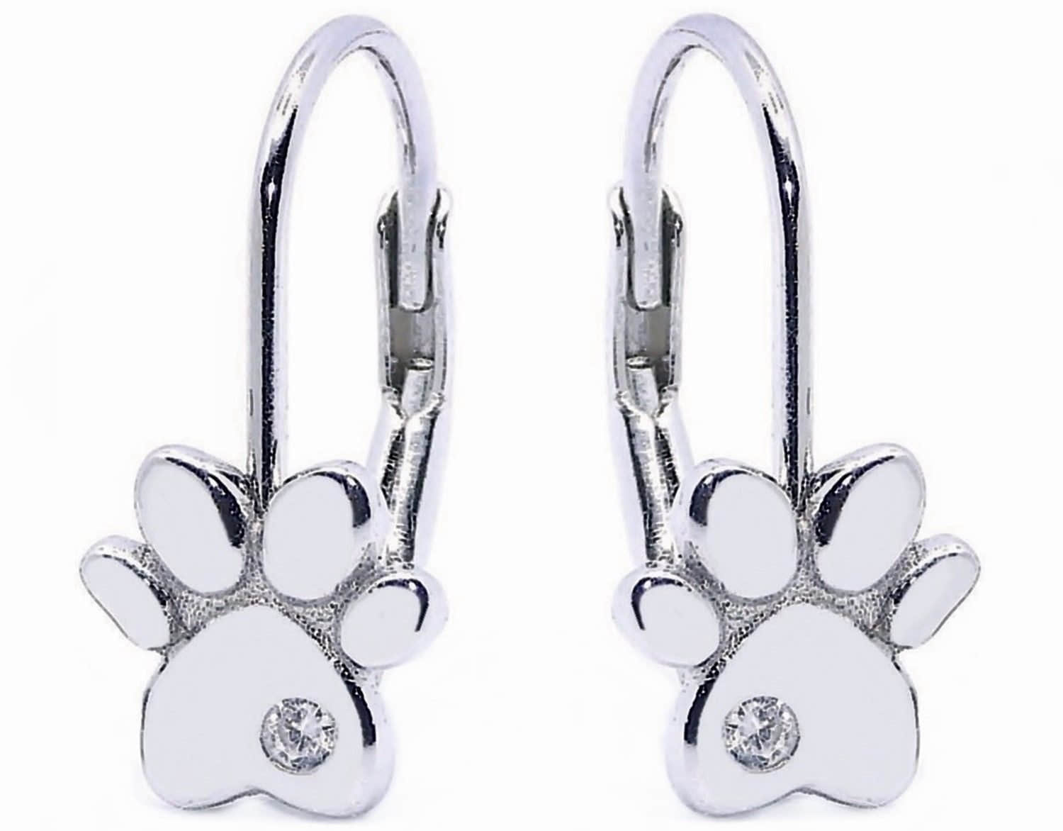 myToys Goldene Hufeisen Golden Star Paw Print Earrings - 925 Sterling Silver Zirconia