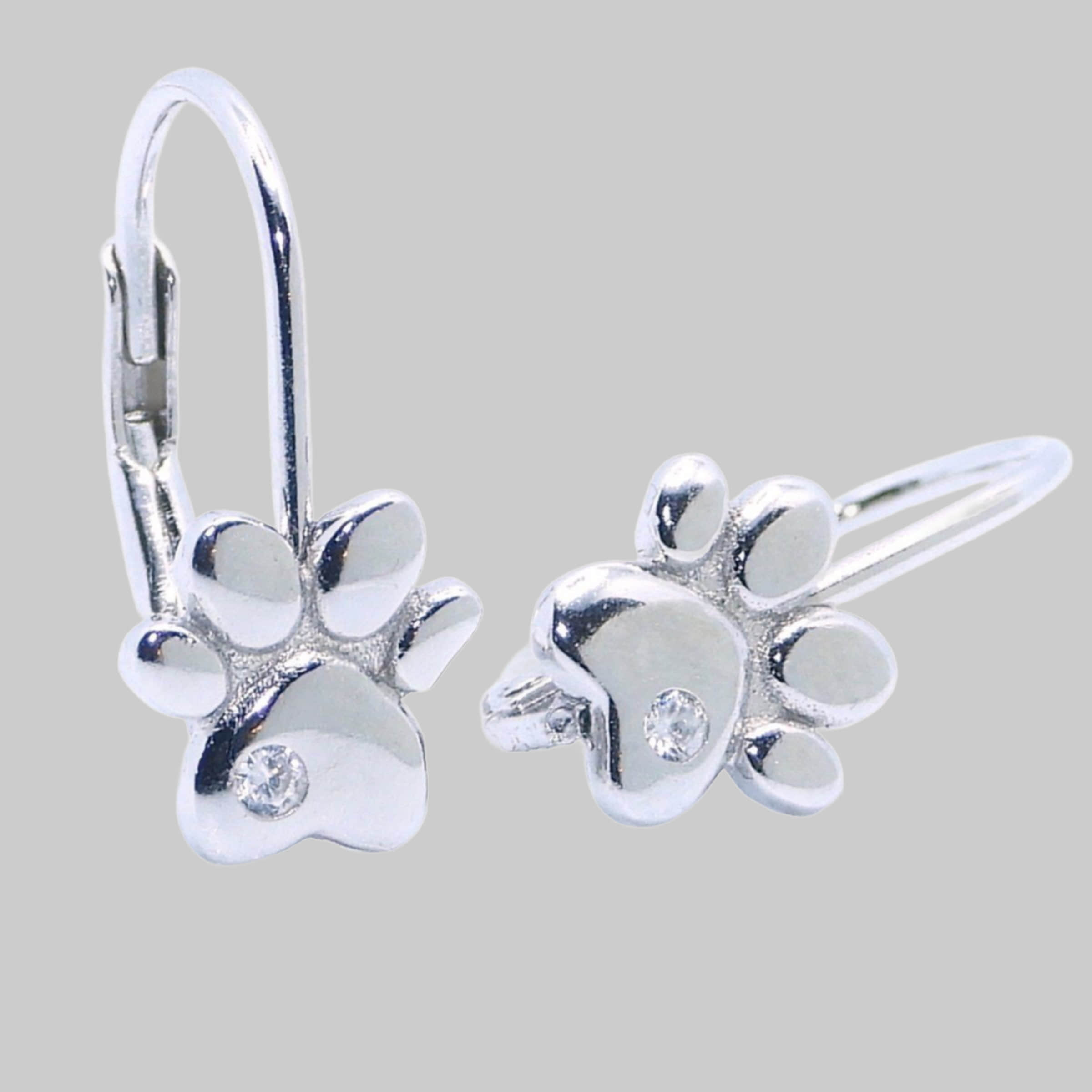 myToys Goldene Hufeisen Golden Star Paw Print Earrings - 925 Sterling Silver Zirconia