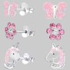 Goldene Hufesein Ohrstec Ker-Set 3 Paar Set Ohrstec Ker Einhorn Schmetterling Blume Ohrringe 925 Silber (6-tlg, inkl. Etui), Kristall myToys Goldene Hufeisen