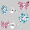 Goldene Hufeisen 'Goldene Hufesien' Horseshoe Earrings Set - 2 Pairs for Girls - Crystal Butterfly & Flower Design - 925 Sterling Silver Blau-Rosa myToys