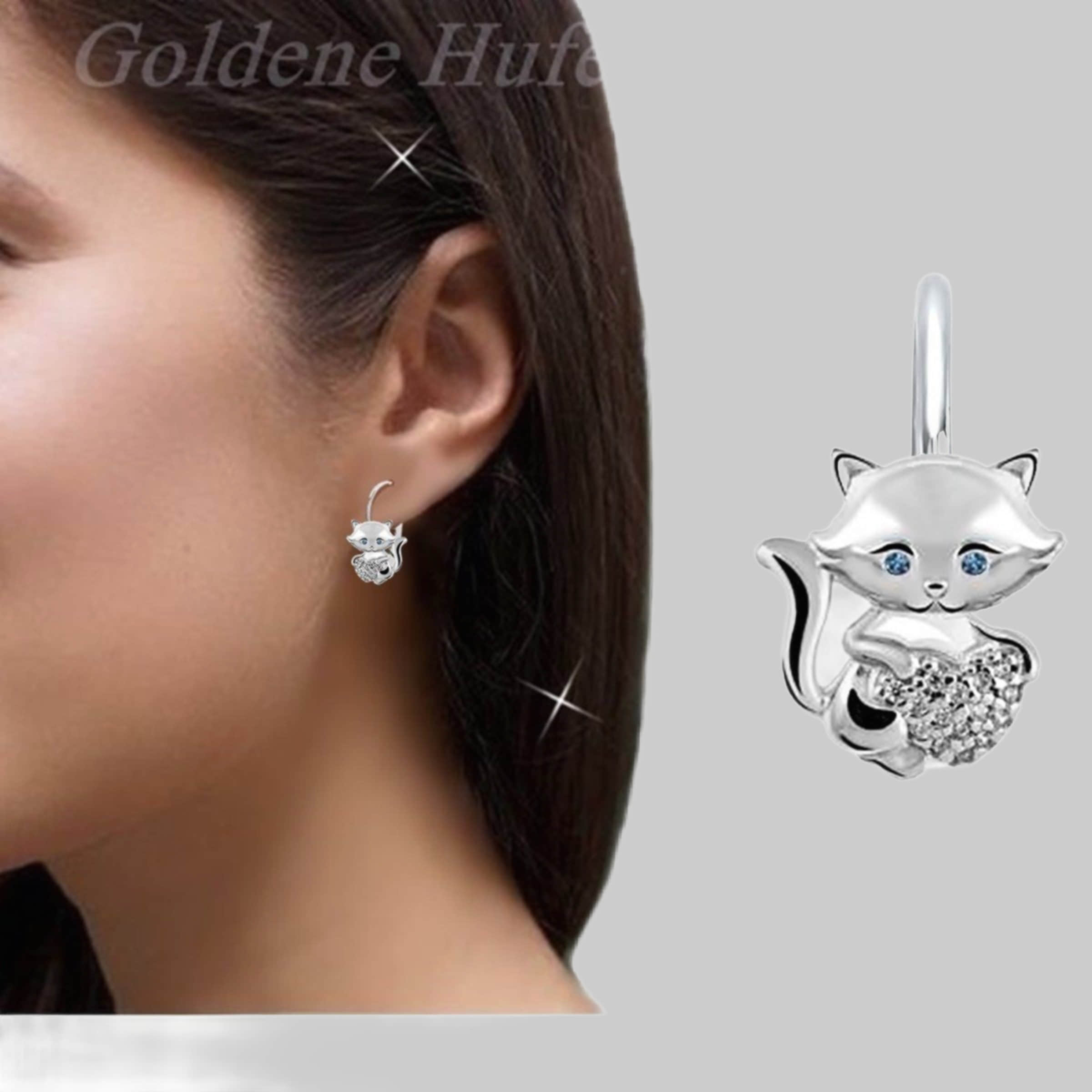 Goldene Hufeisen Goldene Hufseisen Cat & Star Stud Earrings - 925 Sterling Silver myToys