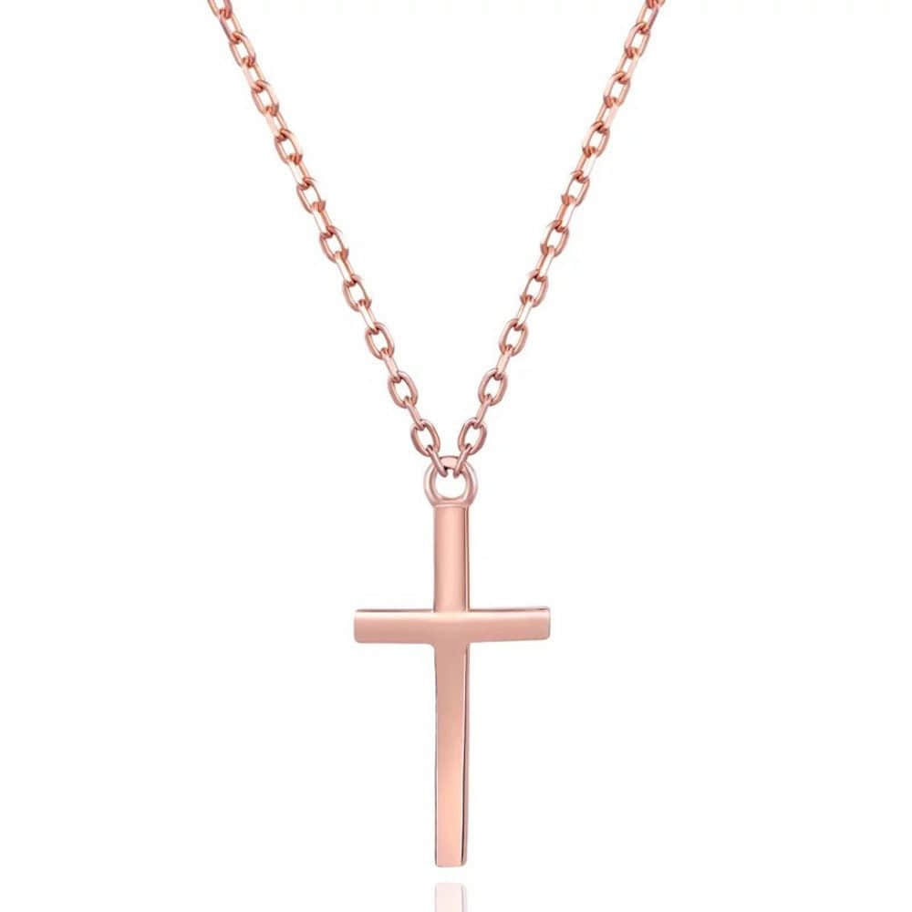 Runde Perlu00E9 myToys Inilbran Punk Crystal Cross Necklace - Gothic Jesus Cross Choker Rosegold