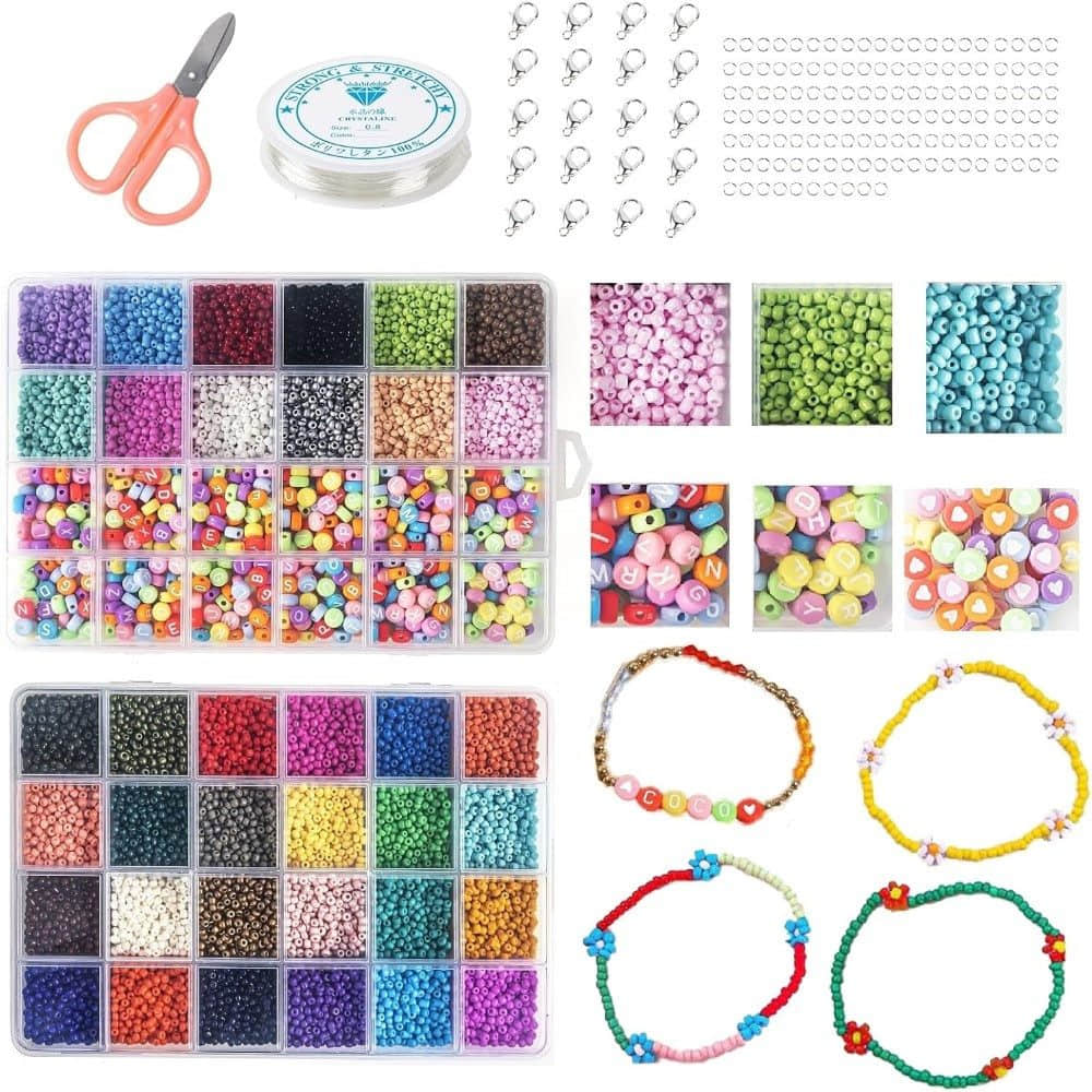 myToys LA CUTE LA CUTE Perlenarmband Set DIY Schmuckperlen-Set: 18000 Glasperlen + Buchstaben- und Herzperlen