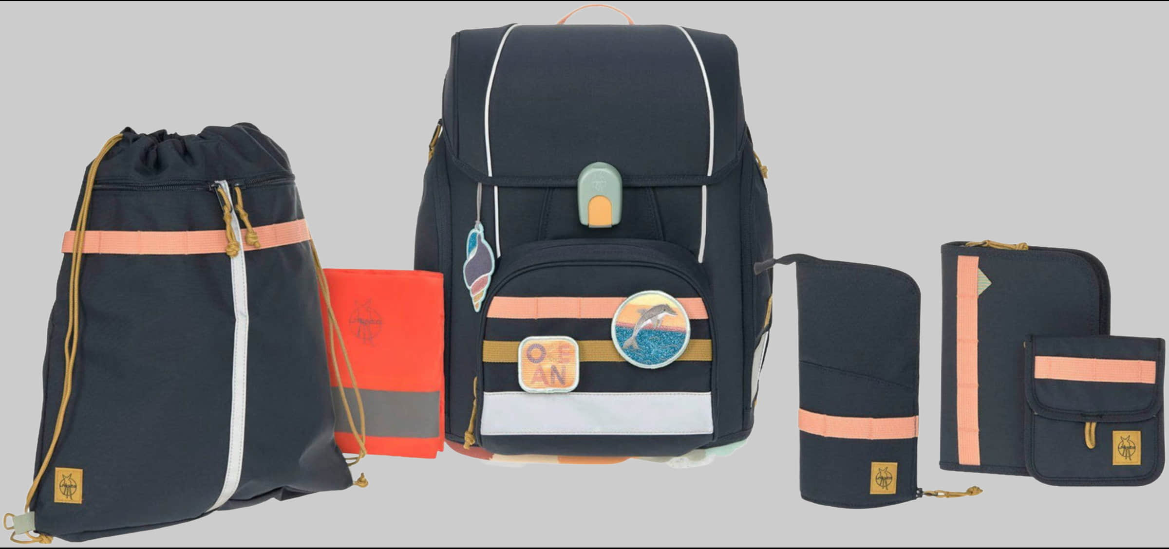 LÄSSIG Schulranzen Unique, Boxy, Ocean Edition, dark blue (Set, 7-tlg) Unique Dar Lu00C4SSIG Spielzeug