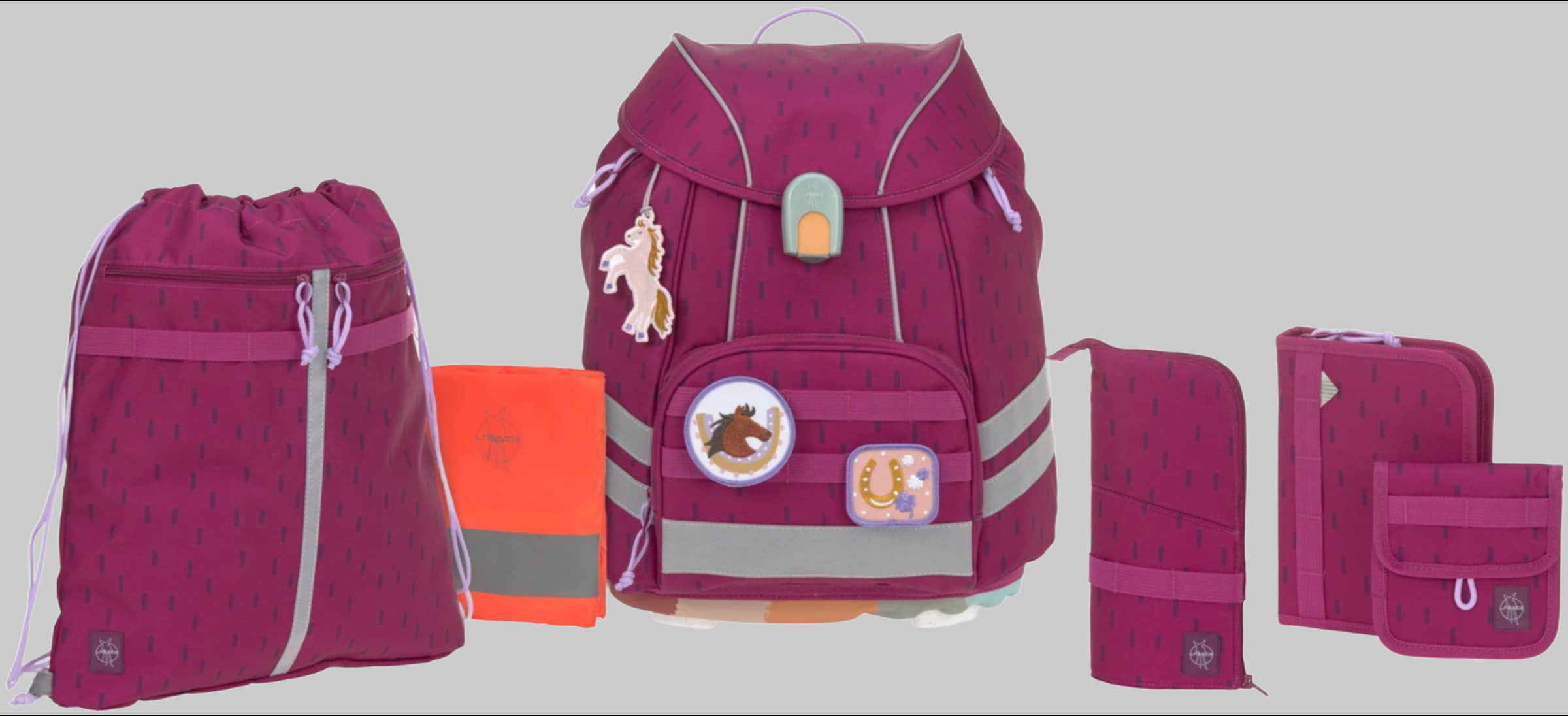 Lu00C4SSIG LÄSSIG Schulranzen Unique, Flexy, Rose Blue Black (Set, 5-tlg), inkl. Patches; PETA-approved vegan; aus recyceltem Material Beere Spielzeug