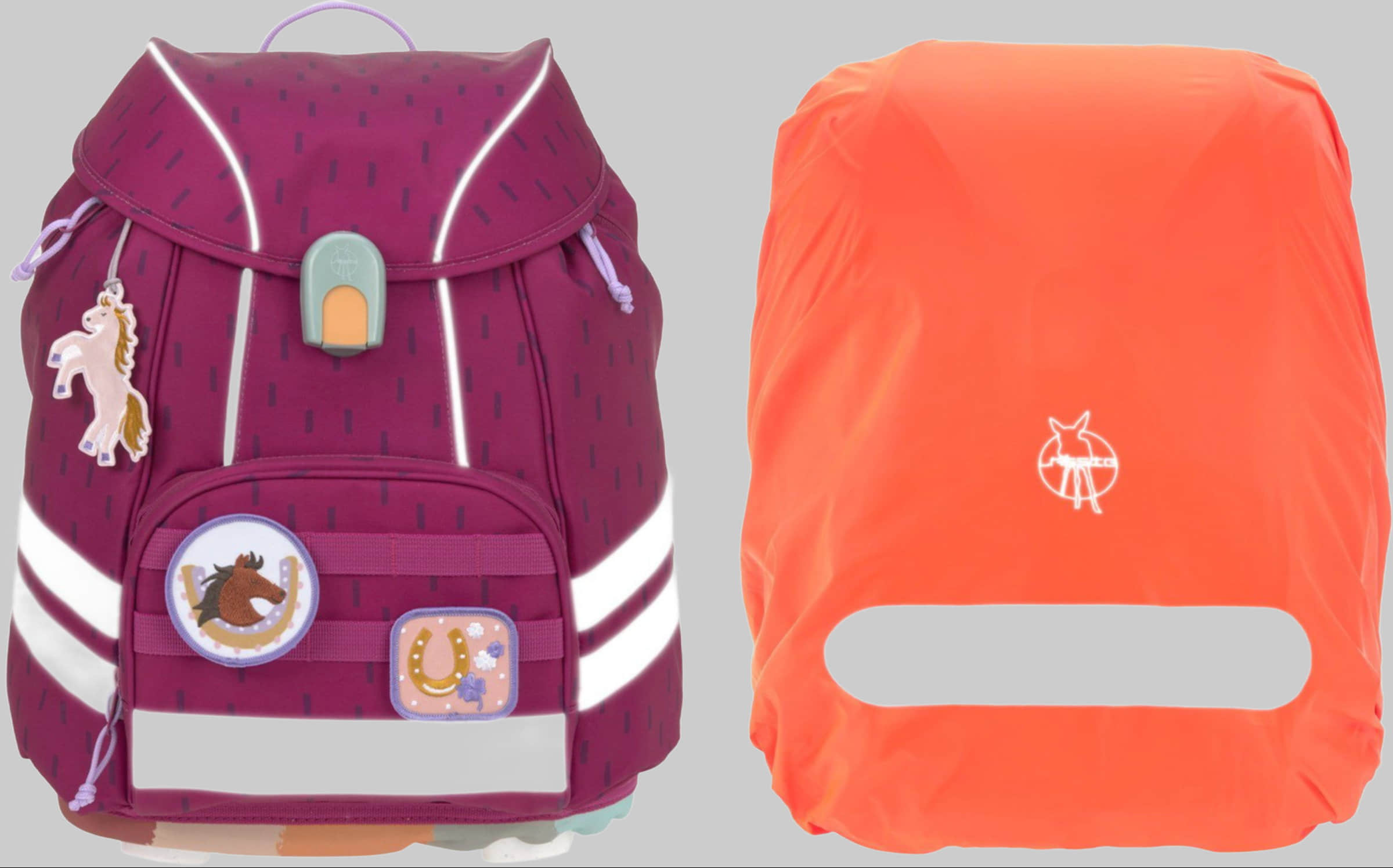 Lu00C4SSIG LÄSSIG Schulranzen Unique, Flexy, Rose Blue Black (Set, 5-tlg), inkl. Patches; PETA-approved vegan; aus recyceltem Material Beere Spielzeug