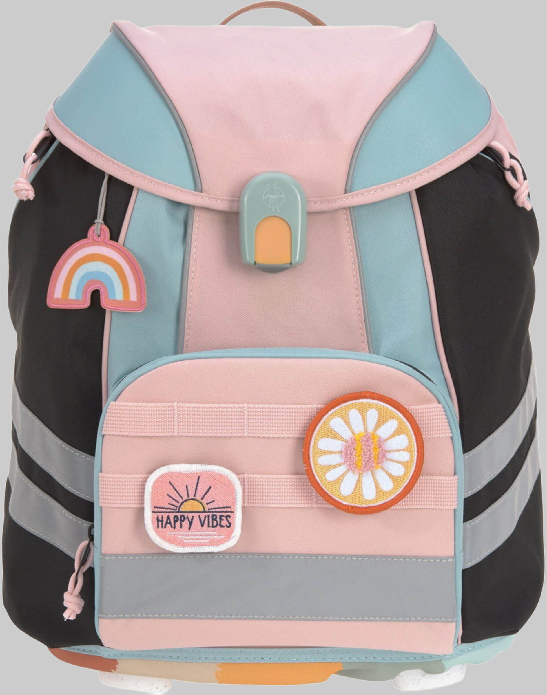 LÄSSIG Schulranzen Unique, Flexy, Rose Blue Black (Set, 5-tlg), inkl. Patches; PETA-approved vegan; aus recyceltem Material Rosé/Blau/ Lu00C4SSIG Spielzeug