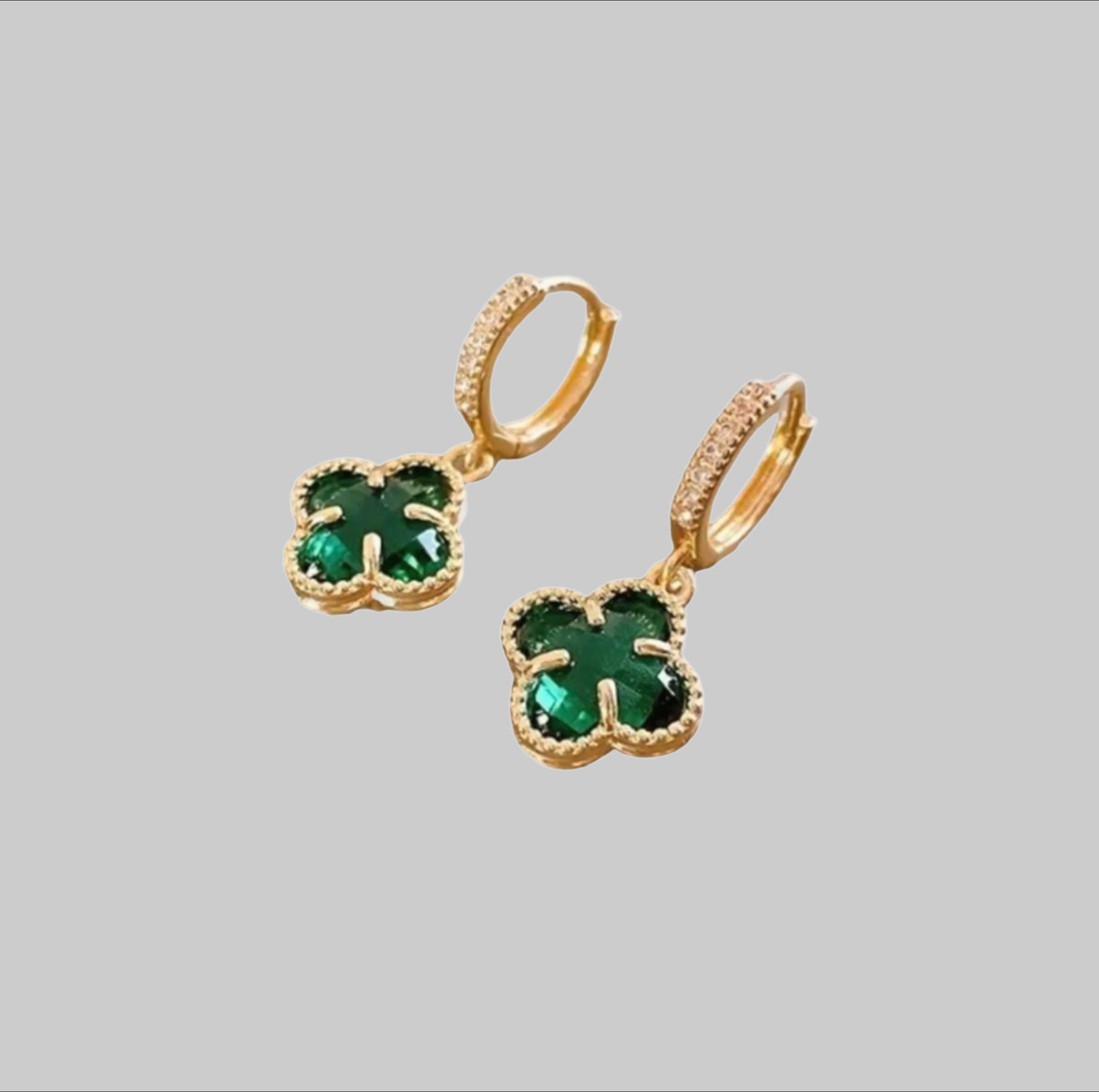 Lale Collectionu00AE myToys Lale Collection Clover & Bloom Earrings - Lucky Charm Gold & Green Grün3