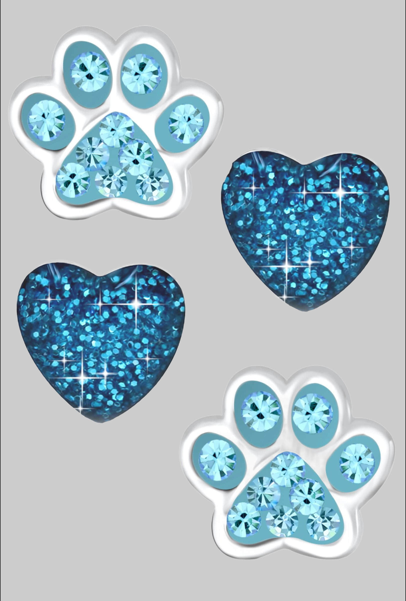 Limana Ohrsteker-Set Kinder Mädchen Ohrringe 925 Silber Pfote Glitzer Edelstahl Herz K731+K186o myToys Limana