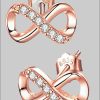 myToys Limana Limana Paar Ohrstecker 5x10mm kleine 925 Silber Unendlichkeit Infinity Ohrringe Zirkonia (inkl. Geschenkdose mit Herz Gravur) rosegold r