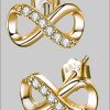 Limana Paar Ohrstecker 5x10mm kleine 925 Silber Unendlichkeit Infinity Ohrringe Zirkonia (inkl. Geschenkdose mit Herz Gravur) gold Limana myToys