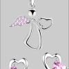 Limana Schmuckset Kinder Mädchen Set 925 Silber Engel Herz Halskette mit Ohrringe Rosa Limana Mädchenmode