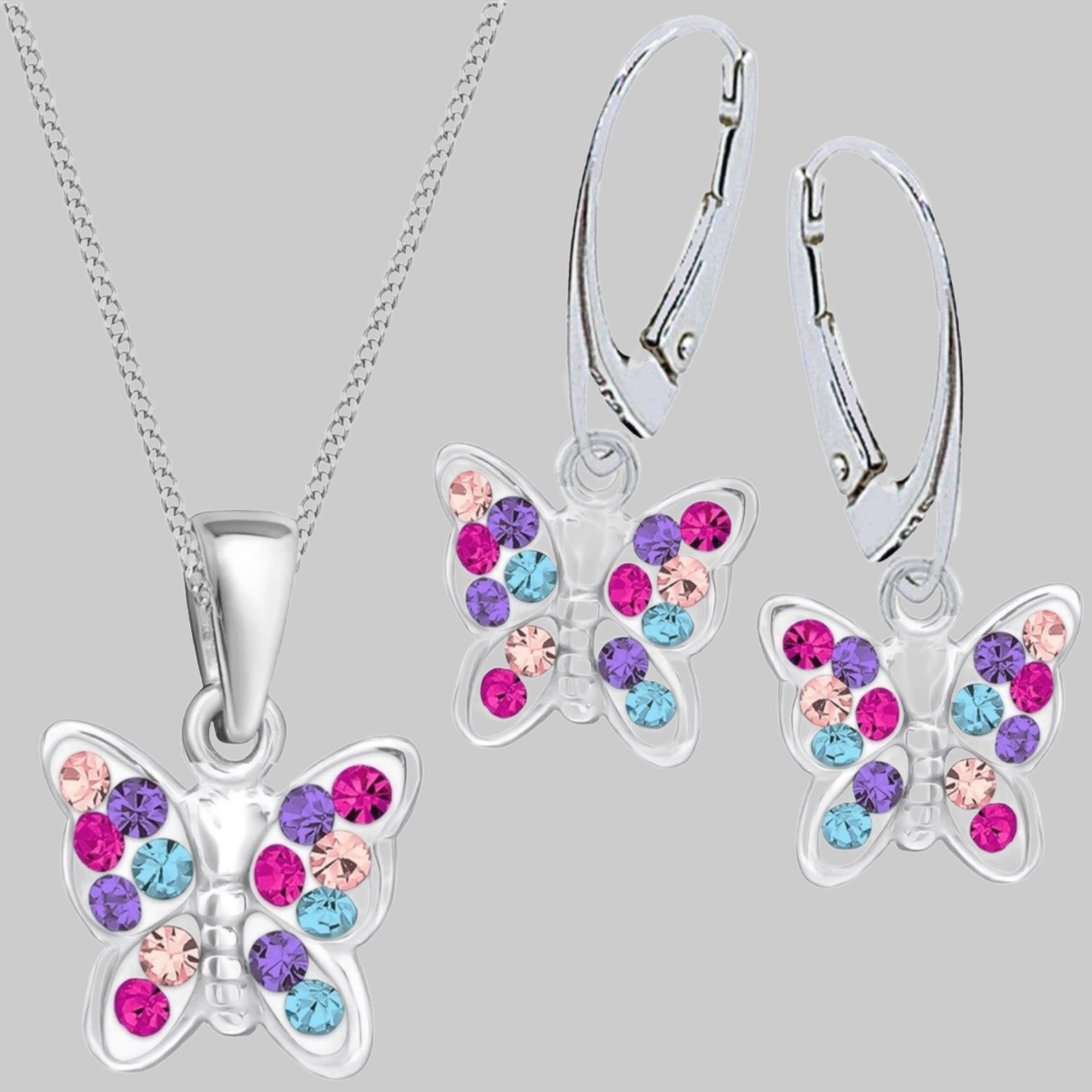 myToys Goldene Hufeisen OROVIVO Victoria Schmuck: Kristall-Schmetterling-Ohrringe Set aus 925er Silber (4-tlg) Bunt