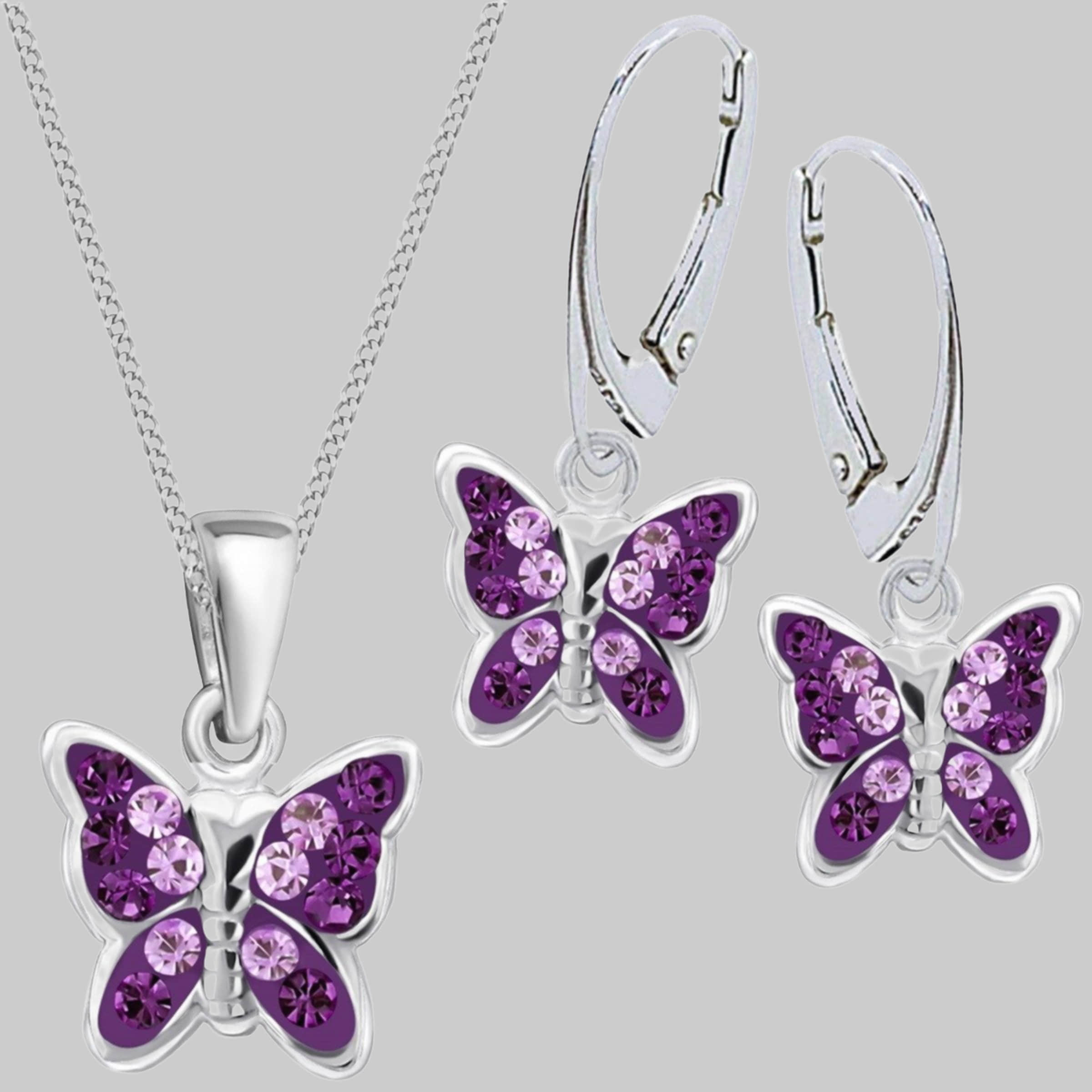 Goldene Hufeisen OROVIVO Victoria Schmuck: Kristall-Schmetterling-Ohrringe Set aus 925er Silber (4-tlg) Lila-Ameth myToys