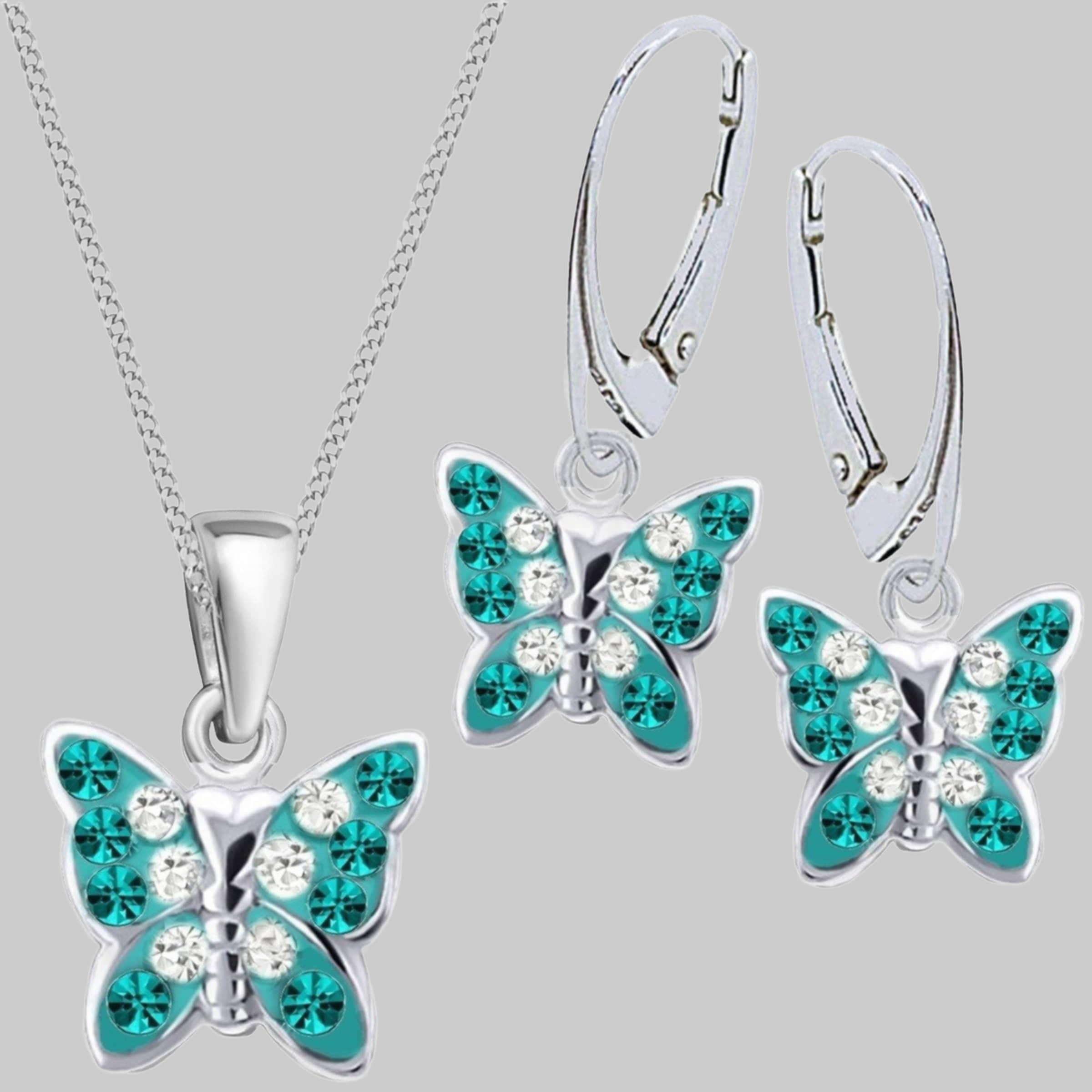 Goldene Hufeisen myToys OROVIVO Victoria Schmuck: Kristall-Schmetterling-Ohrringe Set aus 925er Silber (4-tlg) Türkis