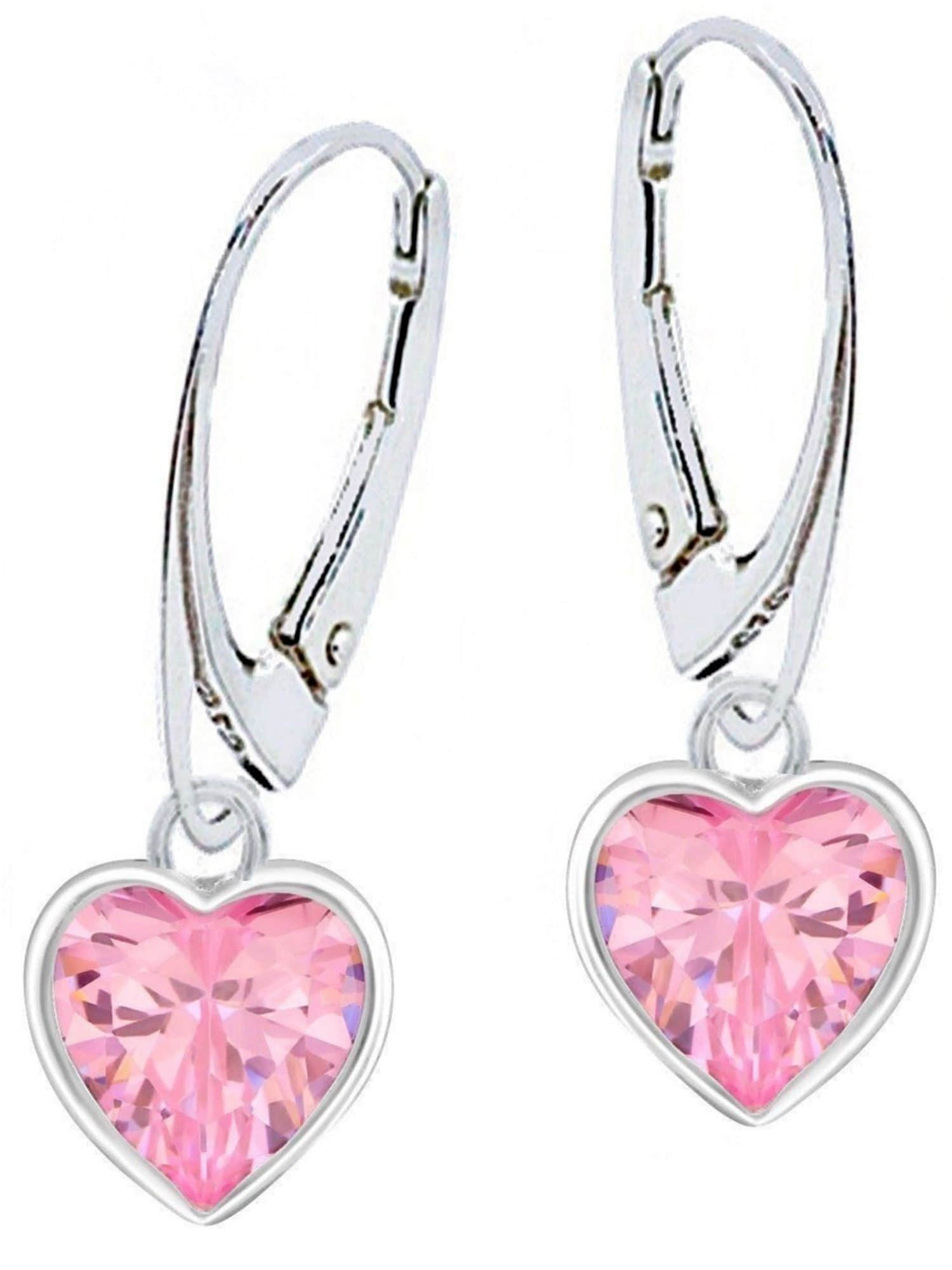 myToys Goldene Hufeisen OROVOVO Herz Ohrhänger 925 Sterling Silber mit Zirkonia - Materia Schmuck Rosa
