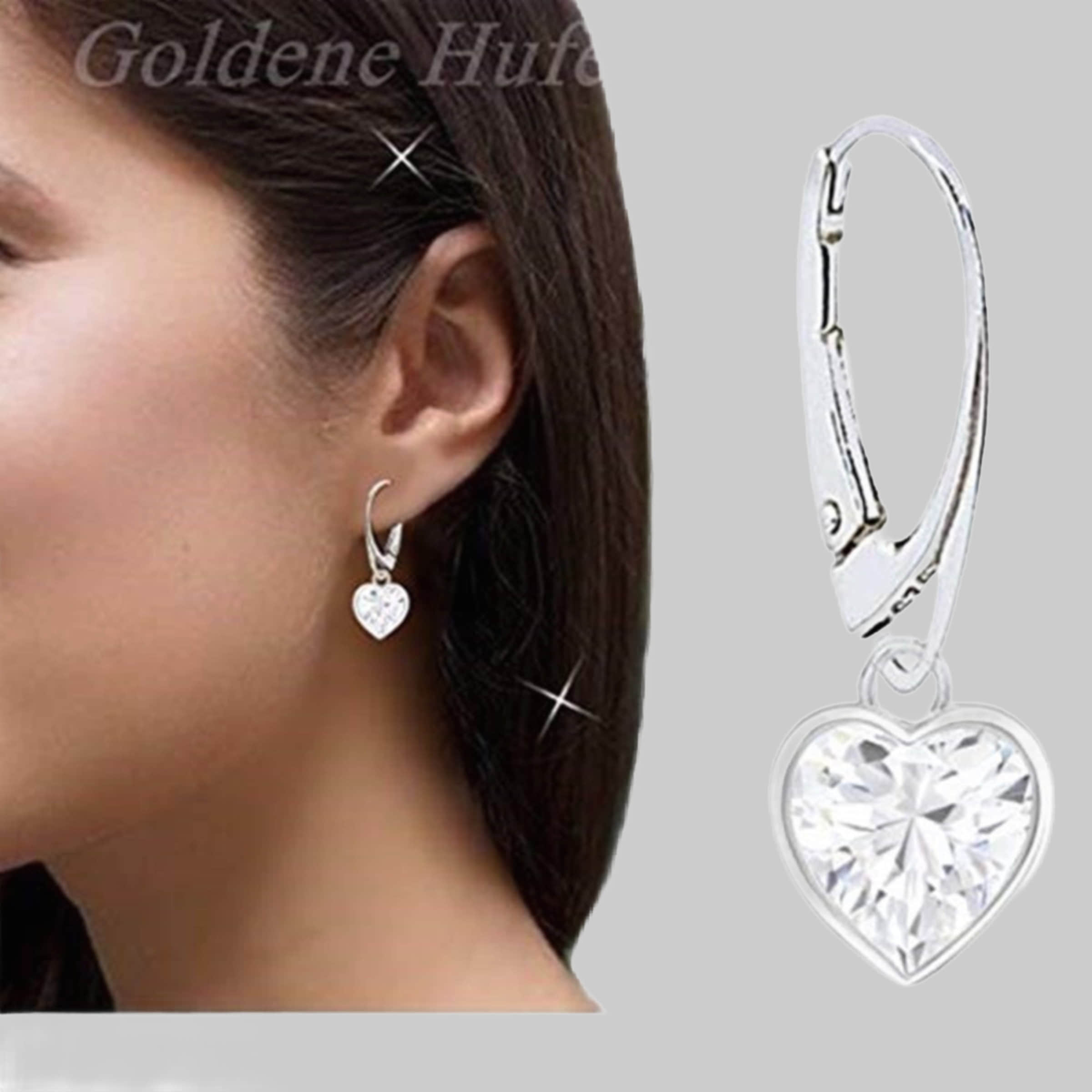 Goldene Hufeisen myToys OROVOVO Herz Ohrhänger 925 Sterling Silber mit Zirkonia - Materia Schmuck Klar