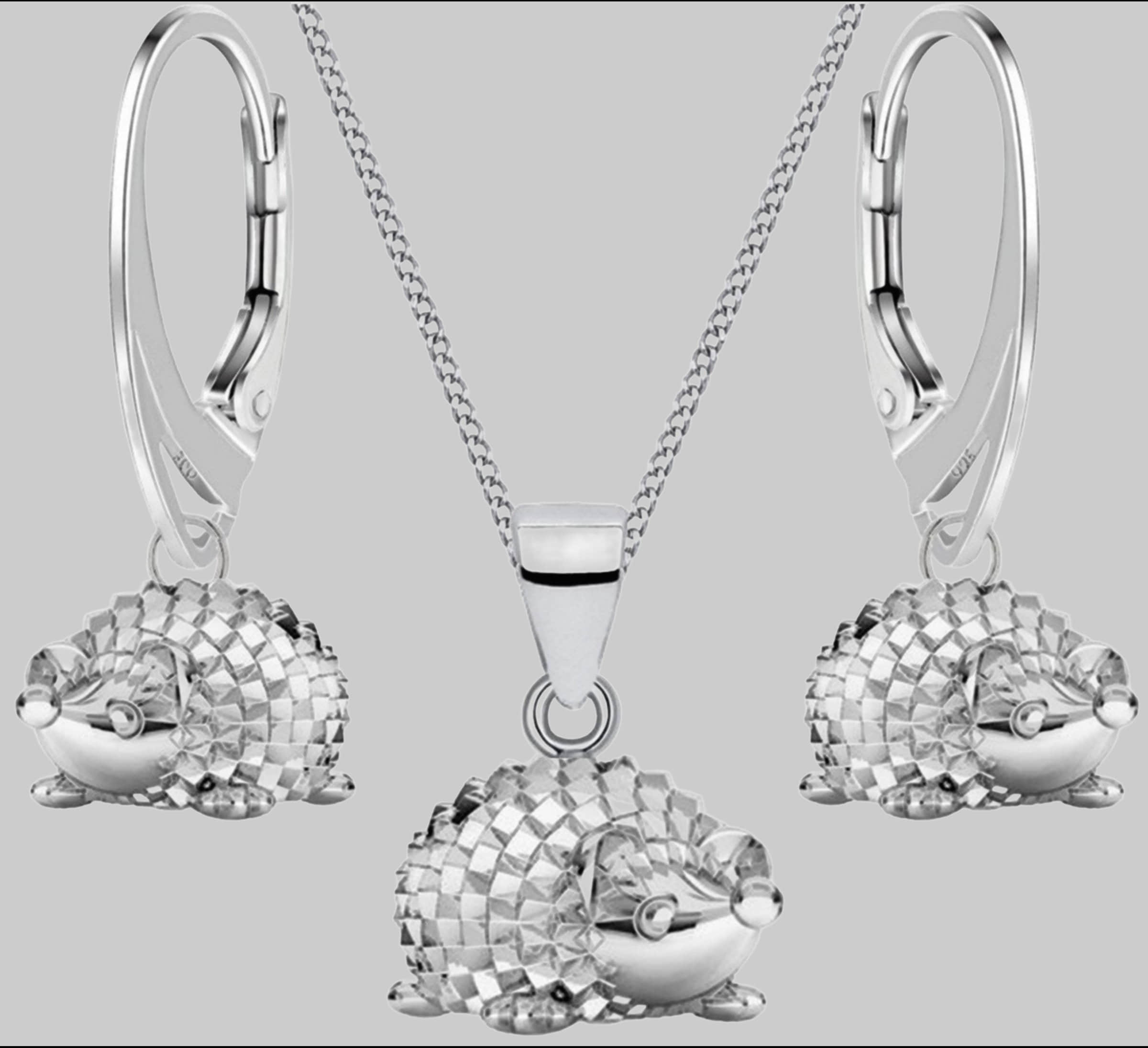 Goldene Hufeisen myToys Ostheimer Schmuck: Mini Igel Sterling Silver Jewelry Set - Necklace & Earrings - 40cm