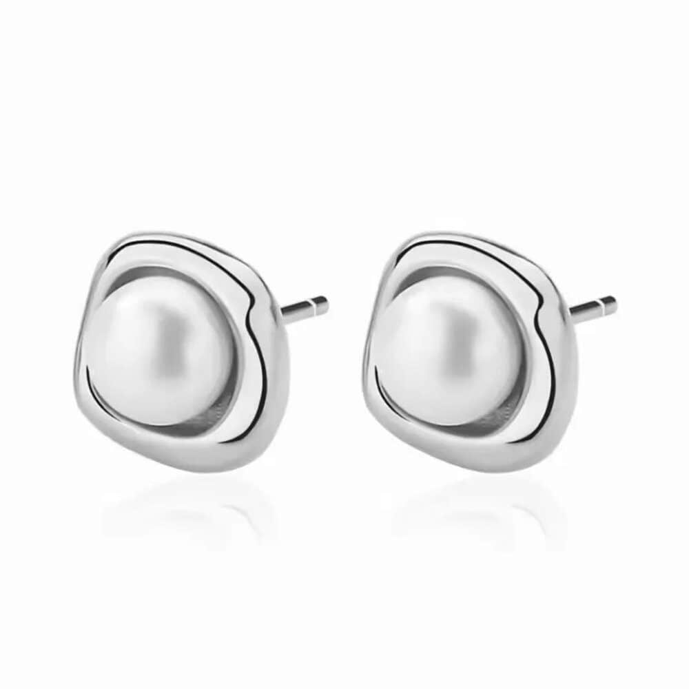 ROUGEMONT Freshwater Pearl Hoop Earrings - 925 Sterling Silver & 18k Gold 925 Sterli myToys ROUGEMONT